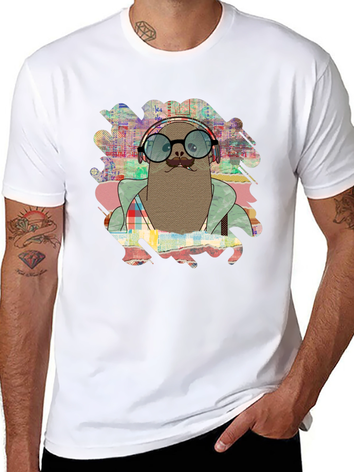Seal with Headphones Graphic T-Shirt
