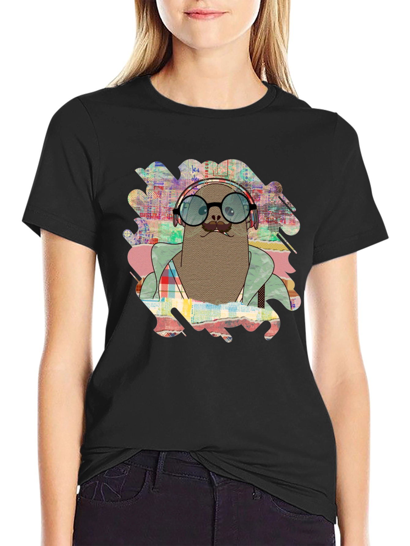 Seal with Headphones Graphic T-Shirt