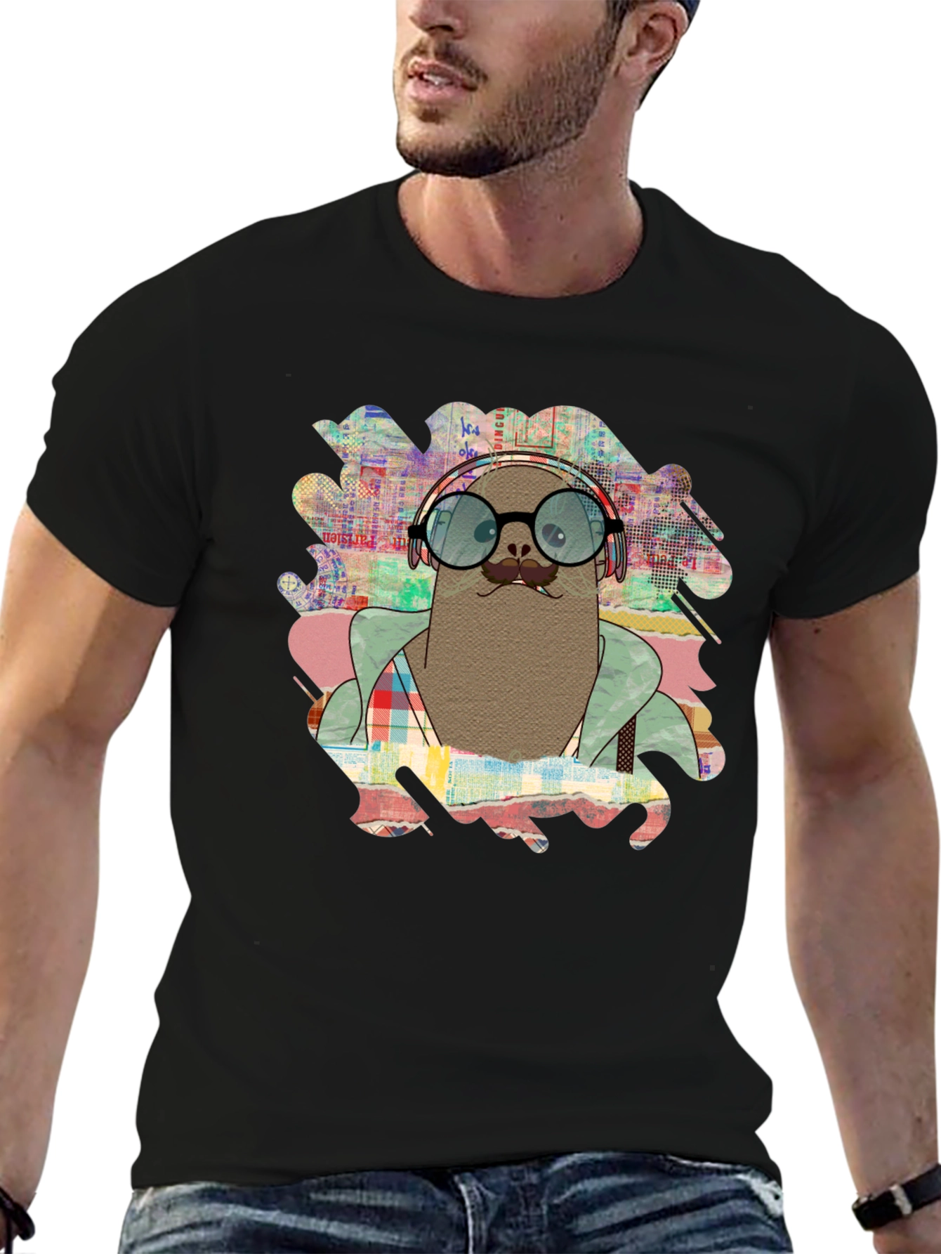 Seal with Headphones Graphic T-Shirt