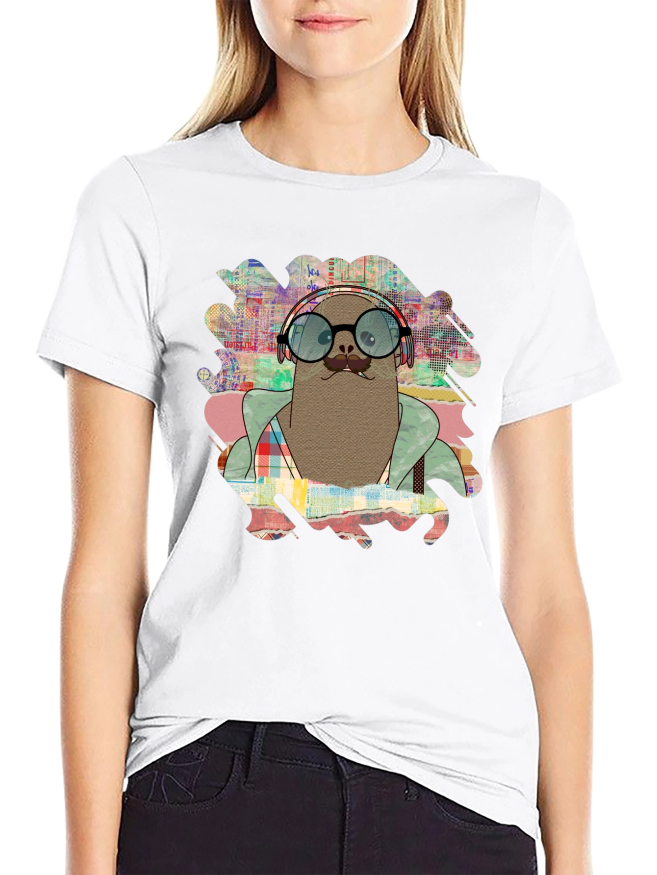 Seal with Headphones Graphic T-Shirt
