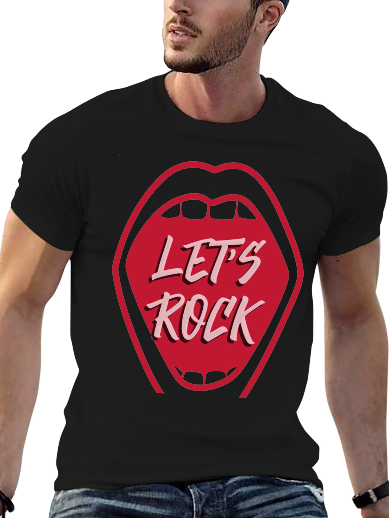 Lets Rock Graphic Tee - Rock and Roll Style
