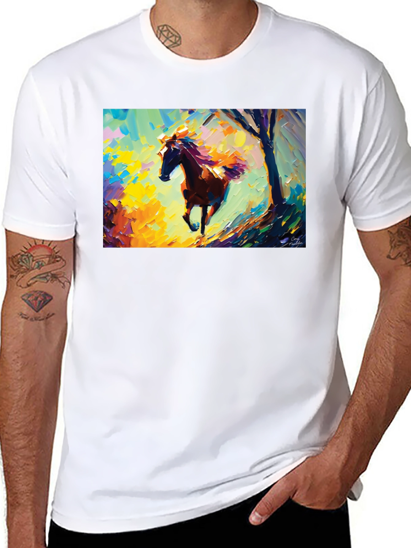 Horse Art Graphic Tee - Stylish Black T-Shirt