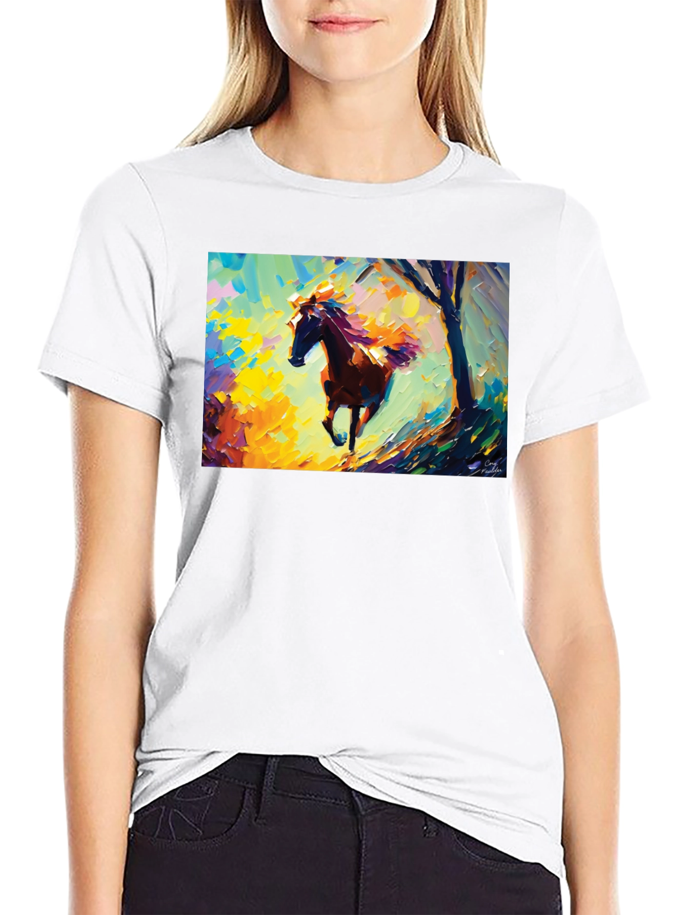 Horse Art Graphic Tee - Stylish Black T-Shirt