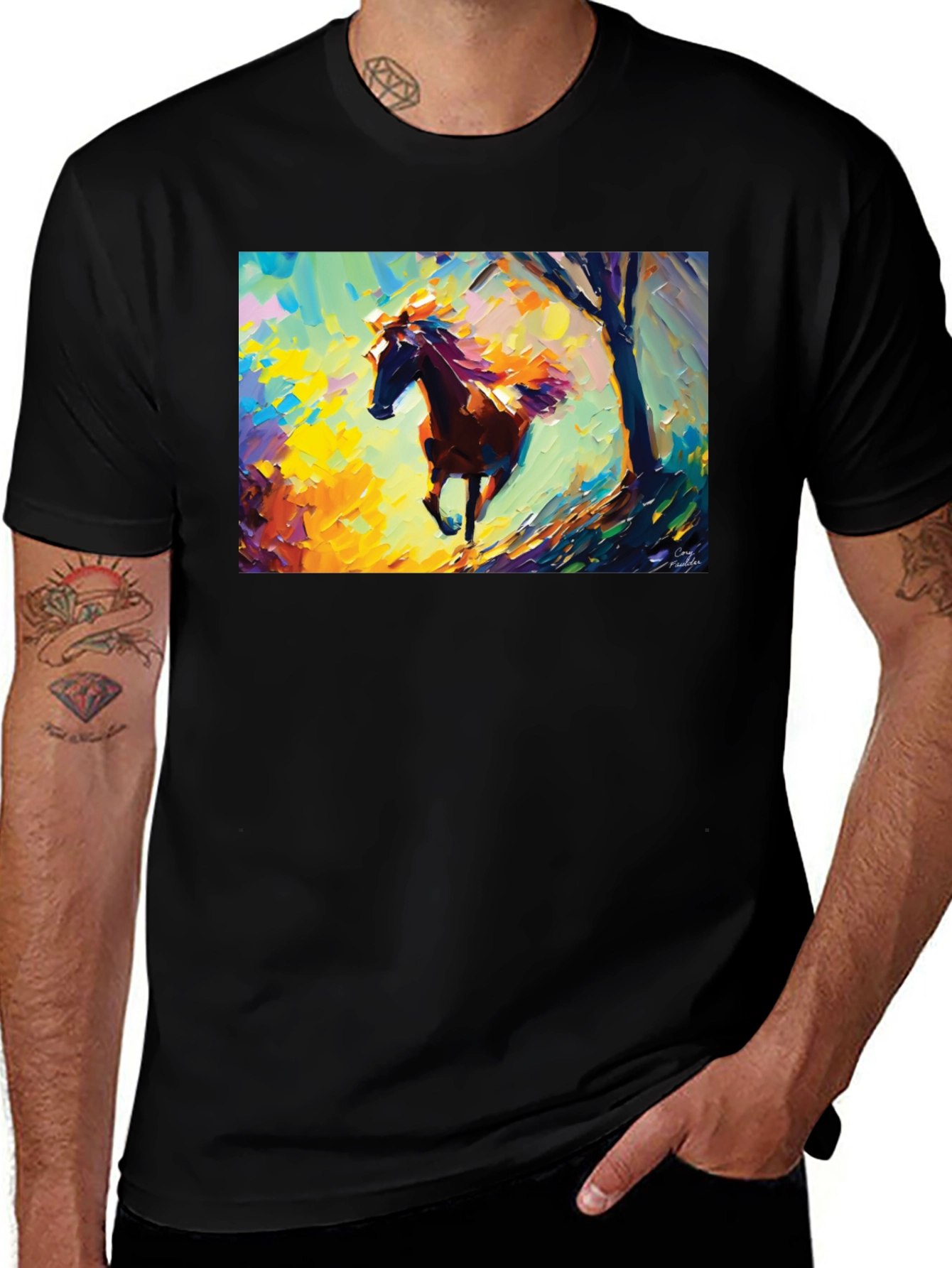 Horse Art Graphic Tee - Stylish Black T-Shirt