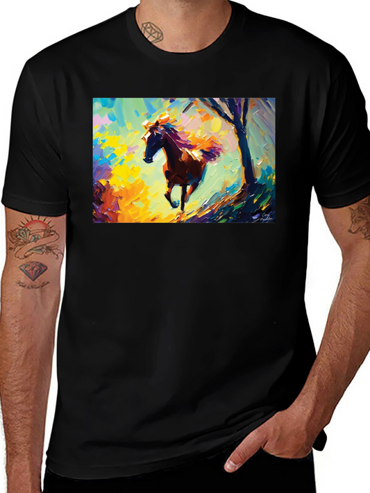 Horse Art Graphic Tee - Stylish Black T-Shirt
