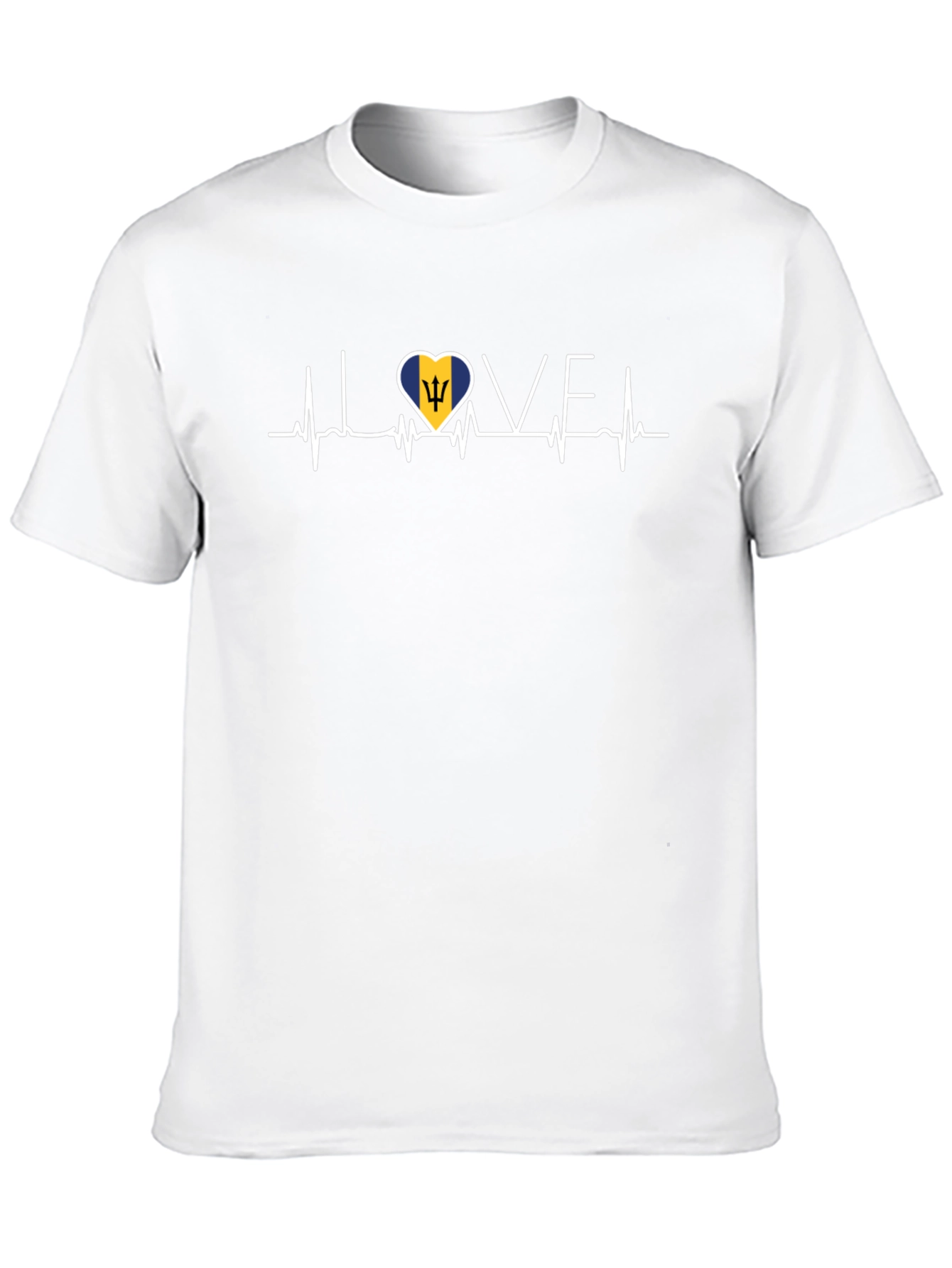 Barbados Flag Heartbeat Love T-Shirt
