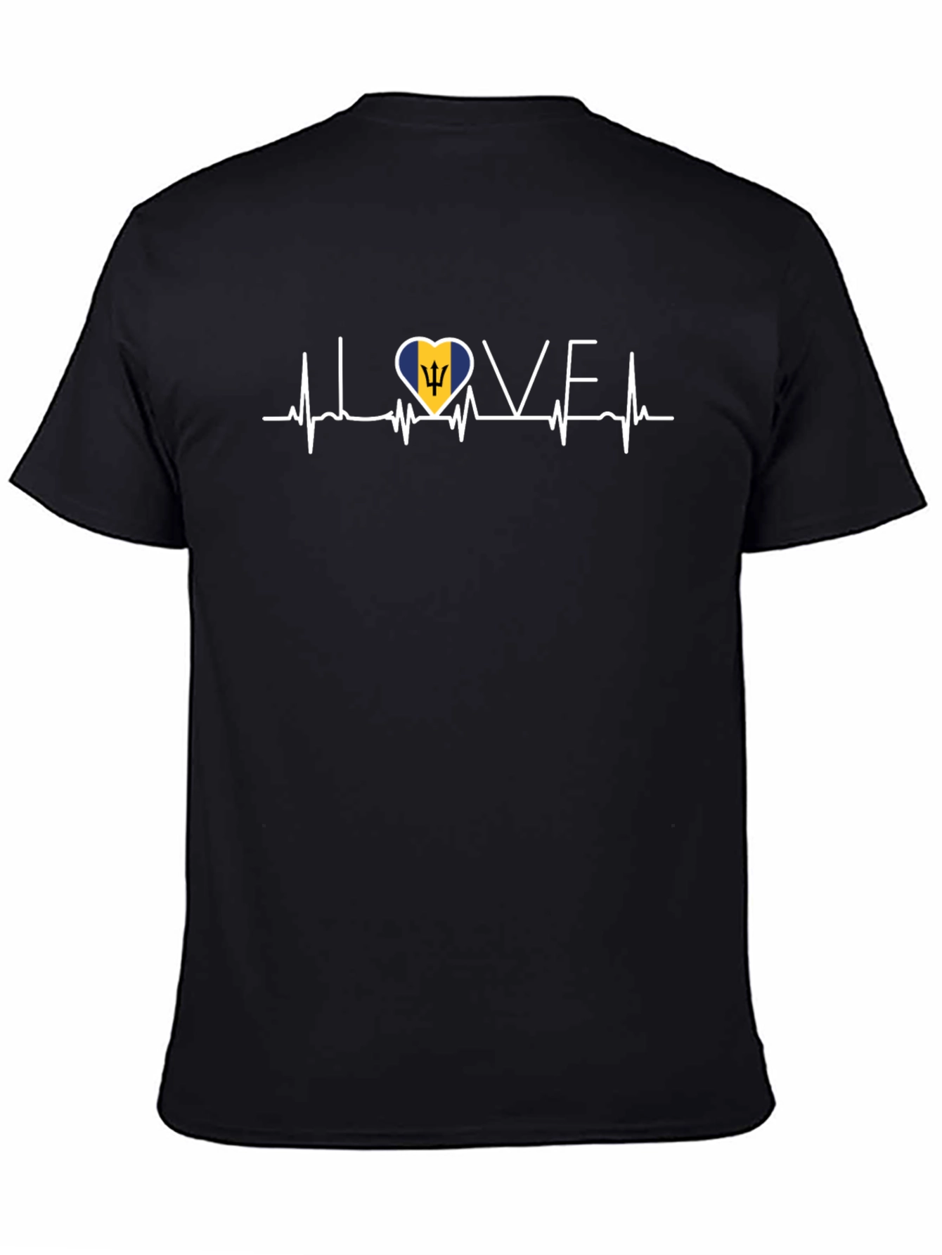Barbados Flag Heartbeat Love T-Shirt