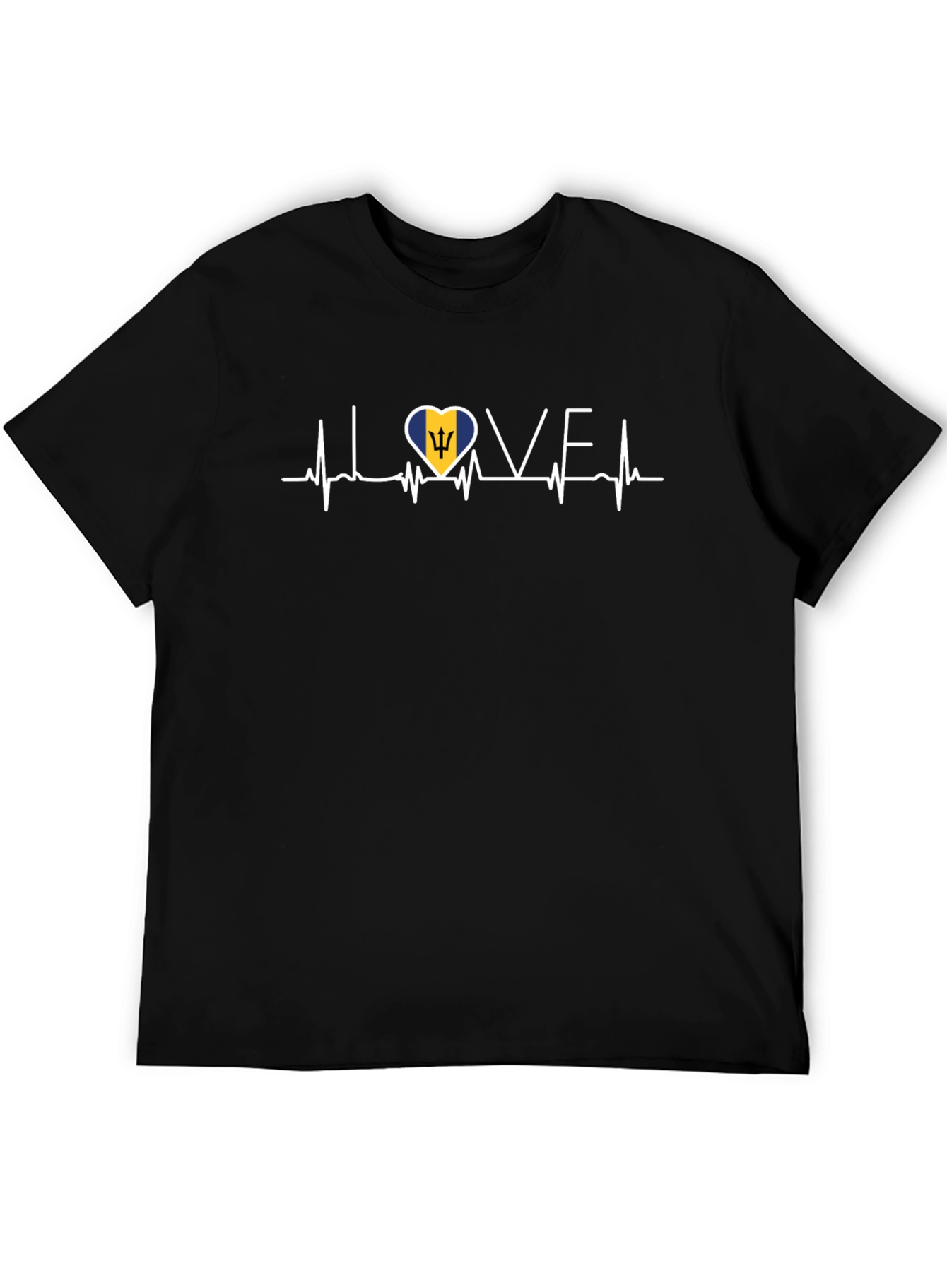Barbados Flag Heartbeat Love T-Shirt