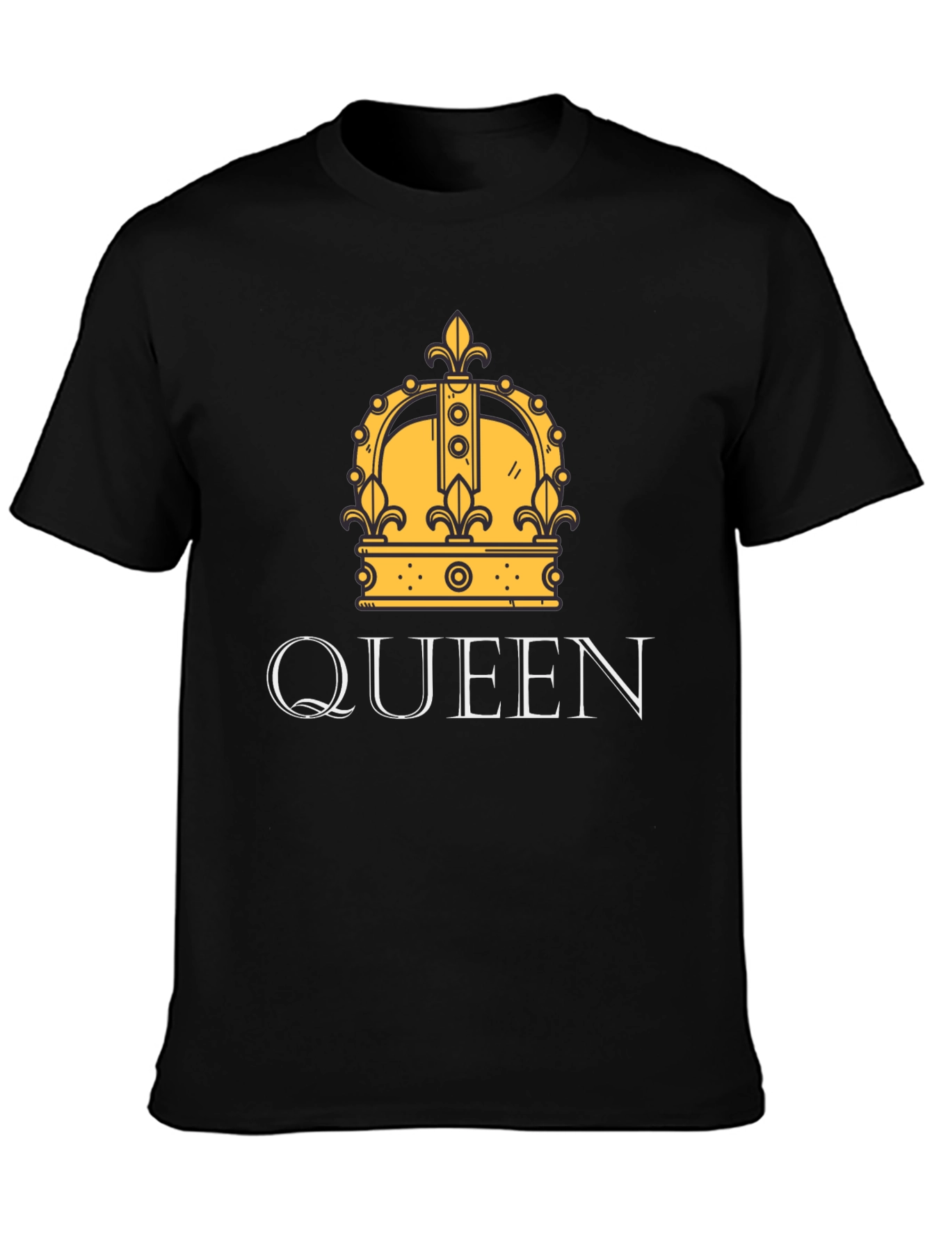 Queen Crown Graphic Print Black T-Shirt