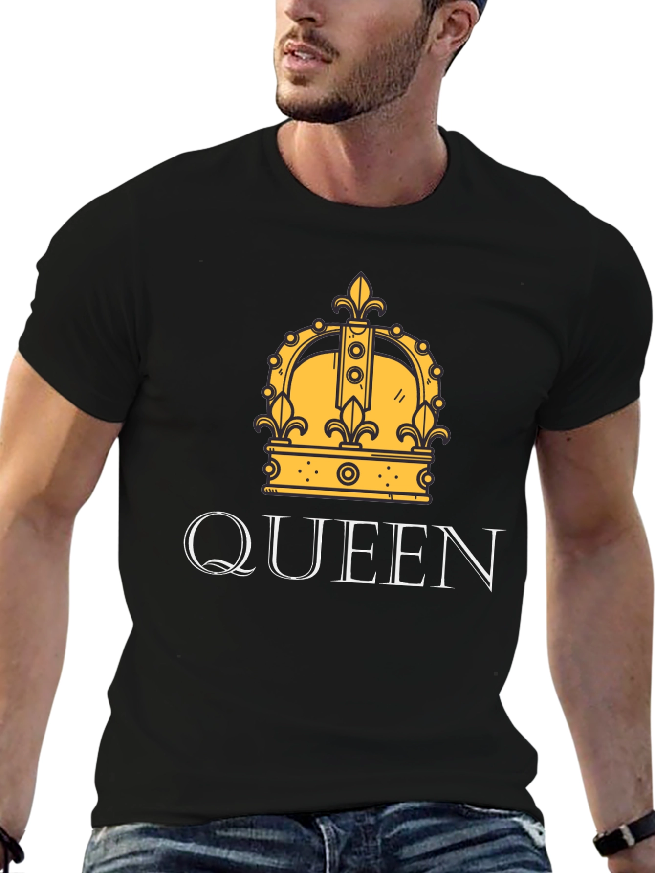 Queen Crown Graphic Print Black T-Shirt