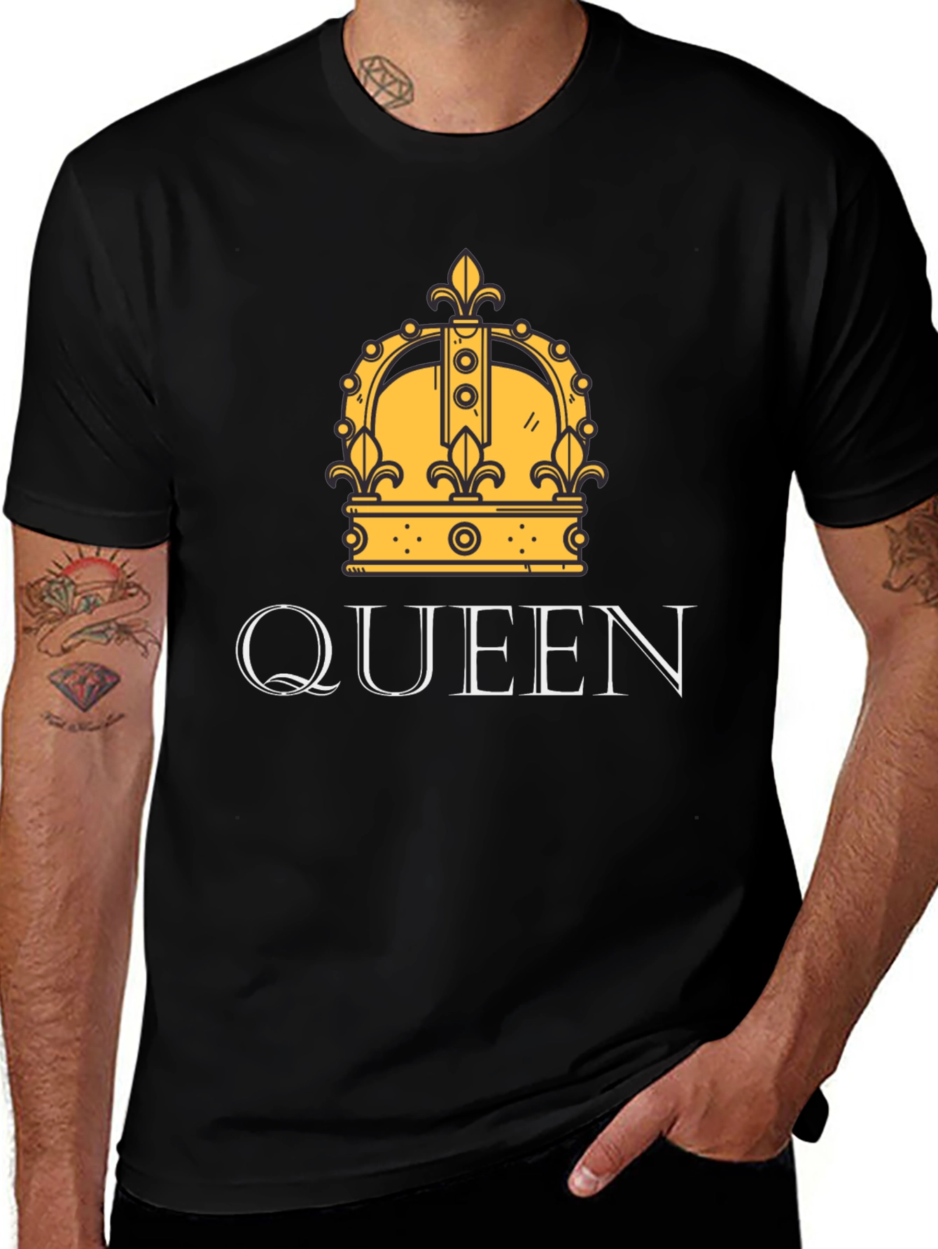 Queen Crown Graphic Print Black T-Shirt