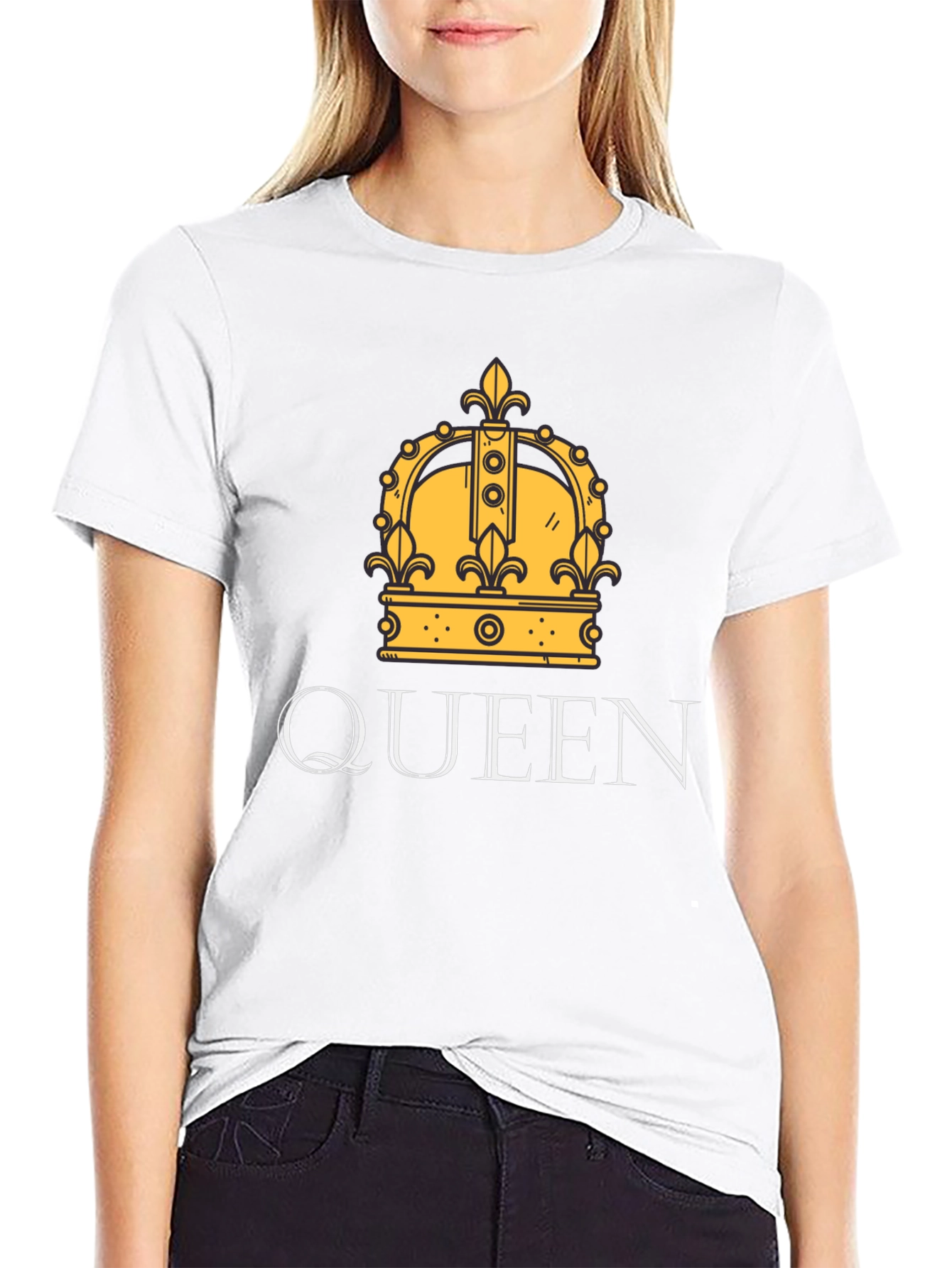 Queen Crown Graphic Print Black T-Shirt