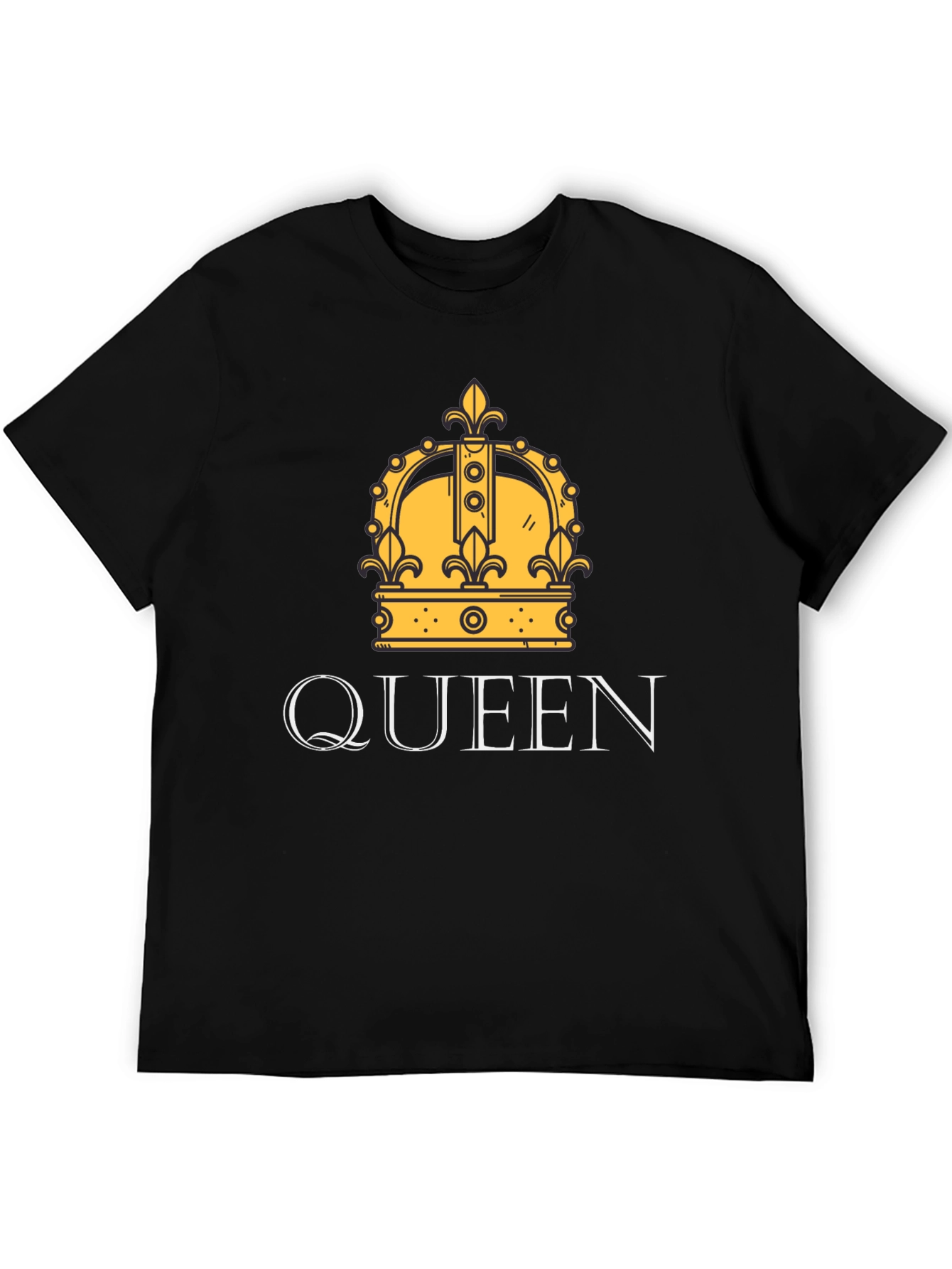 Queen Crown Graphic Print Black T-Shirt