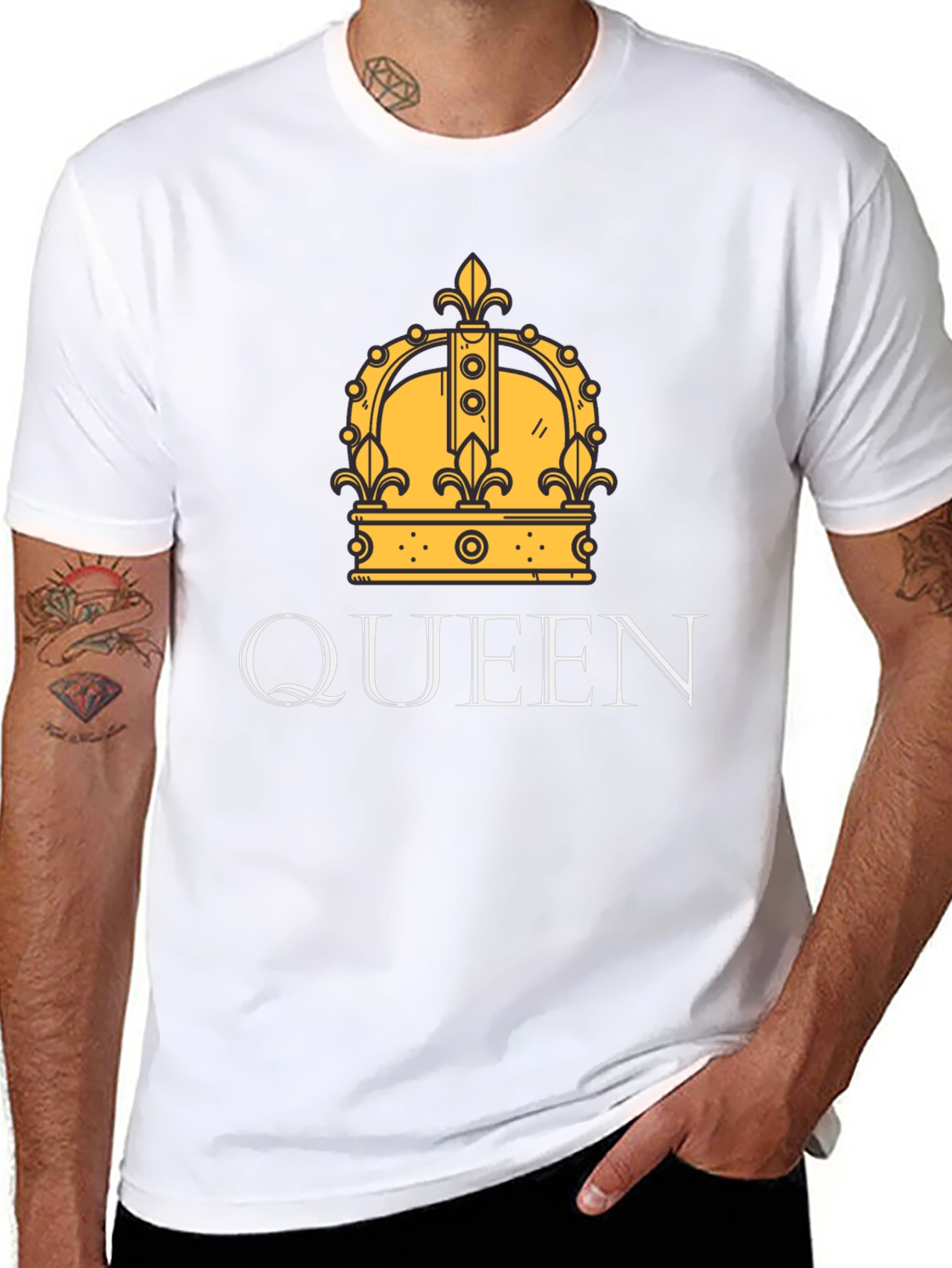Queen Crown Graphic Print Black T-Shirt