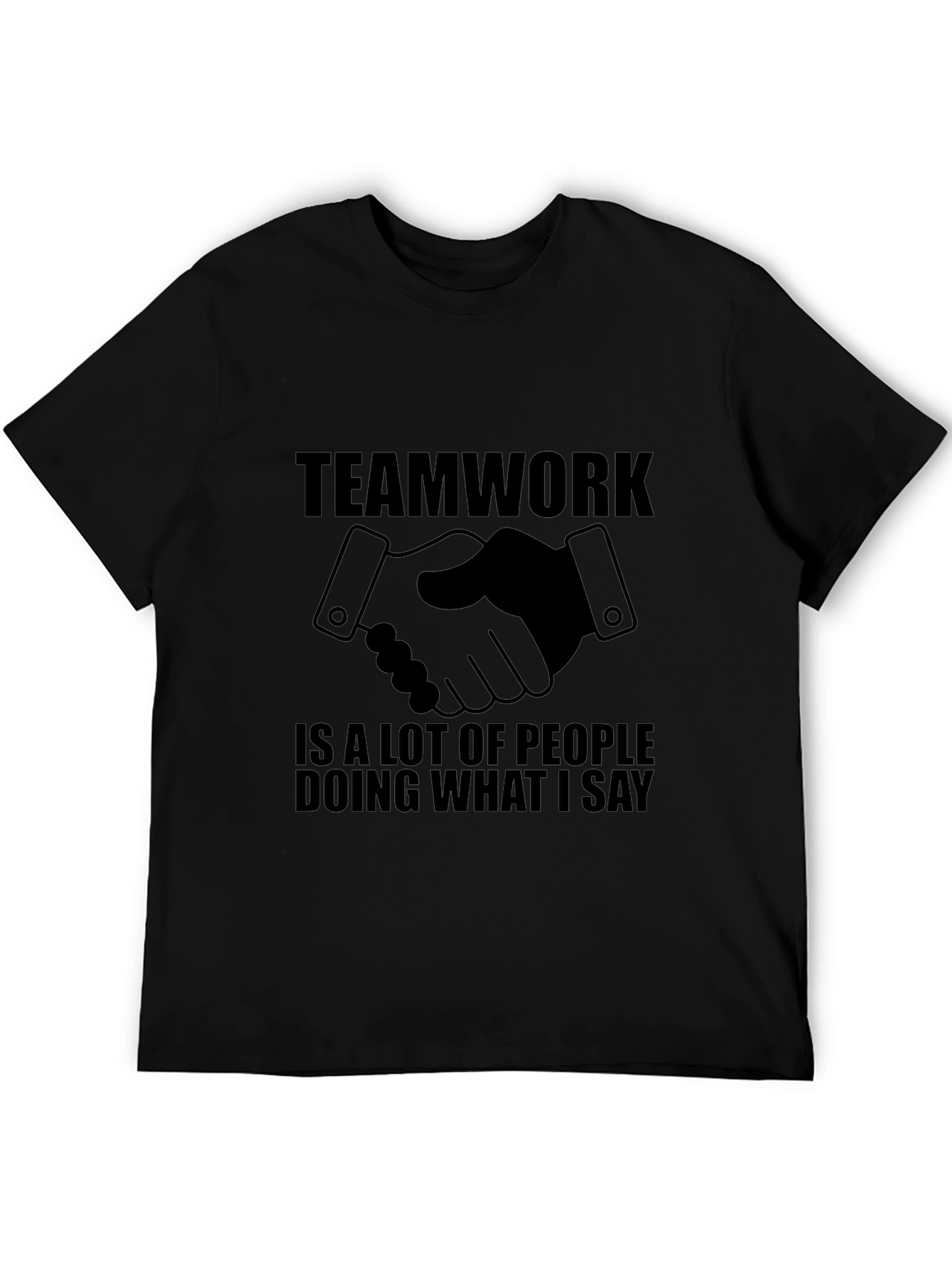 Teamwork Slogan Black T-Shirt