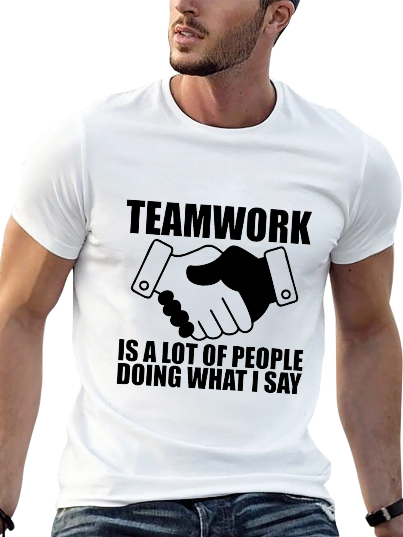 Teamwork Slogan Black T-Shirt