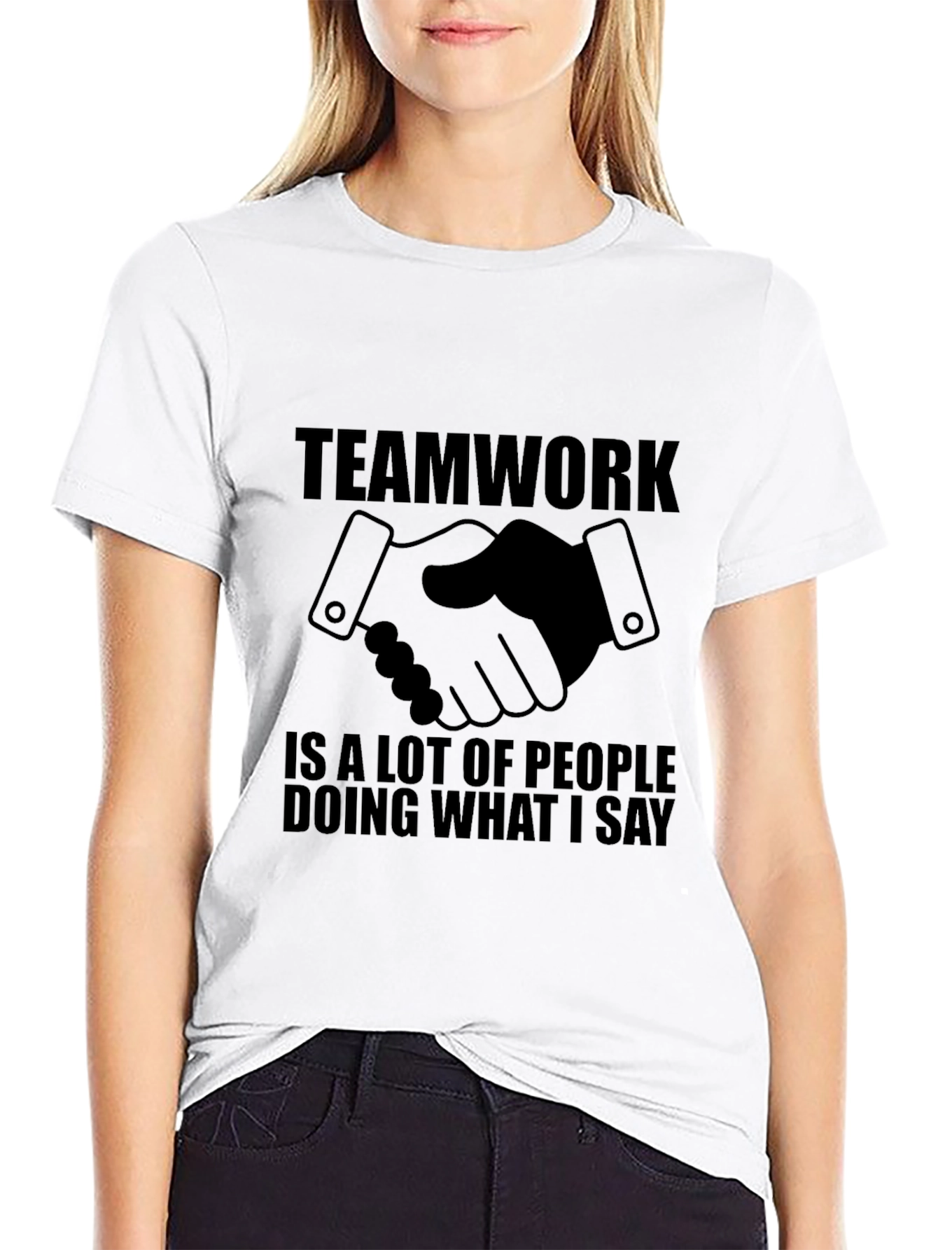 Teamwork Slogan Black T-Shirt