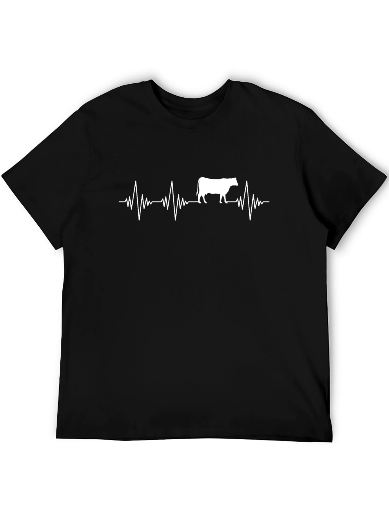 Cow Heartbeat Graphic Tee - Black