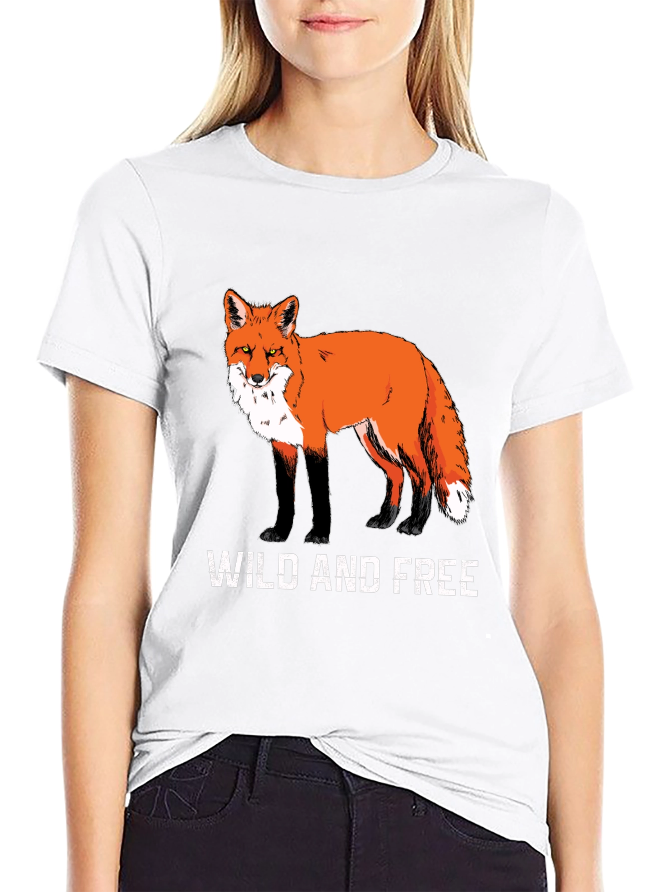 Wild and Free Fox Graphic Tee - Black