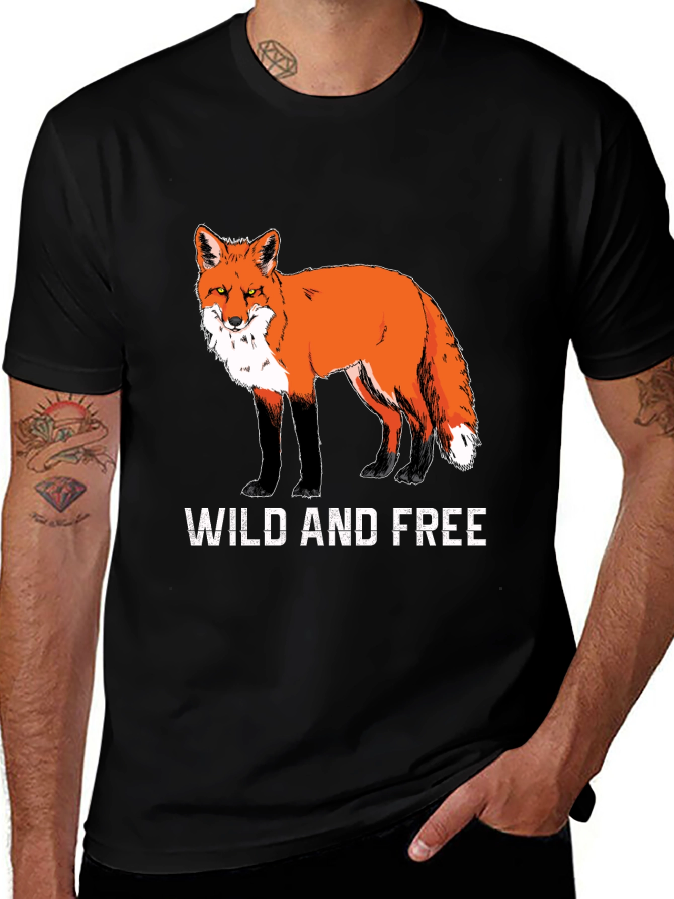 Wild and Free Fox Graphic Tee - Black