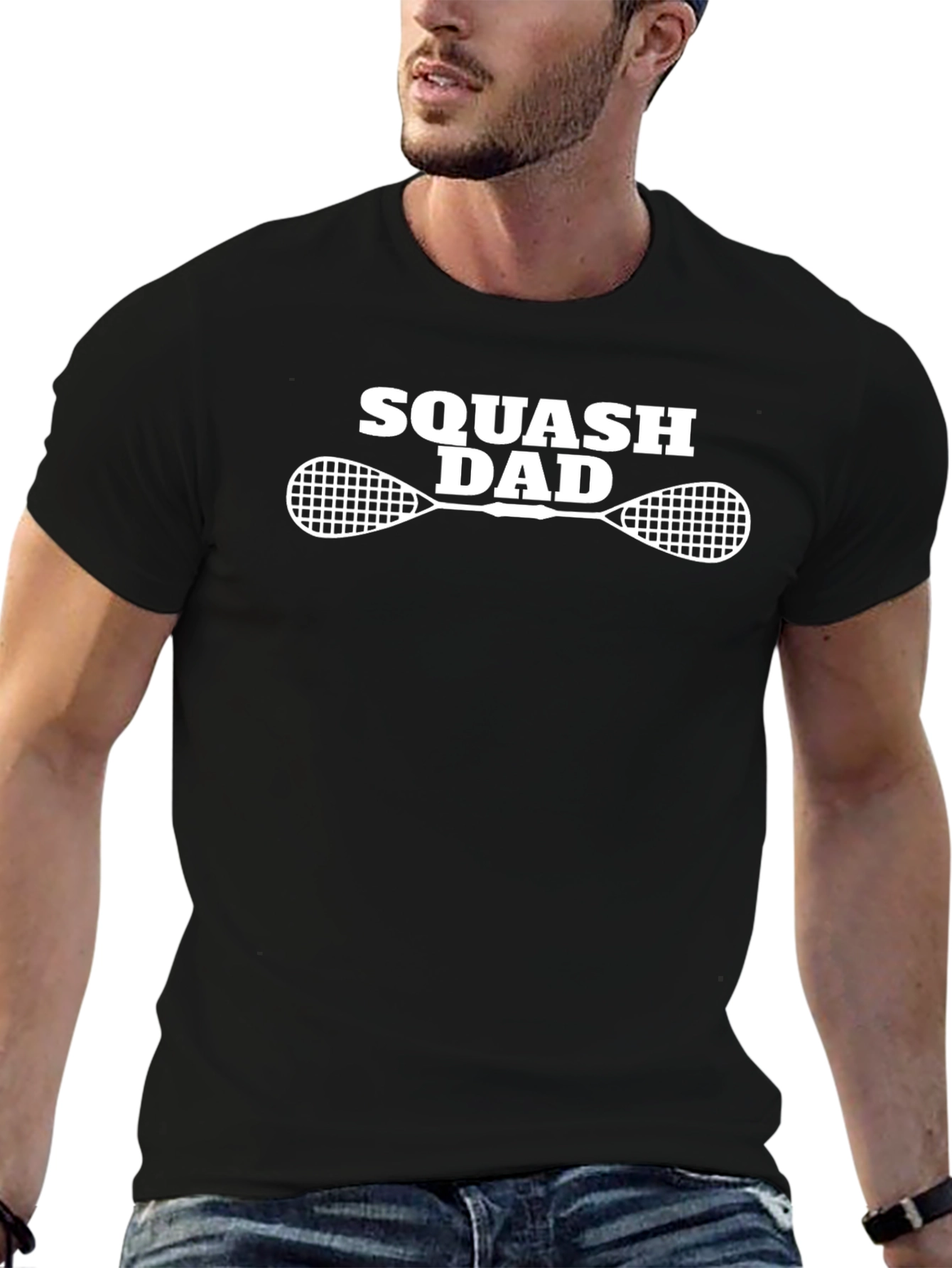 Squash Dad T-Shirt - Black Graphic Tee