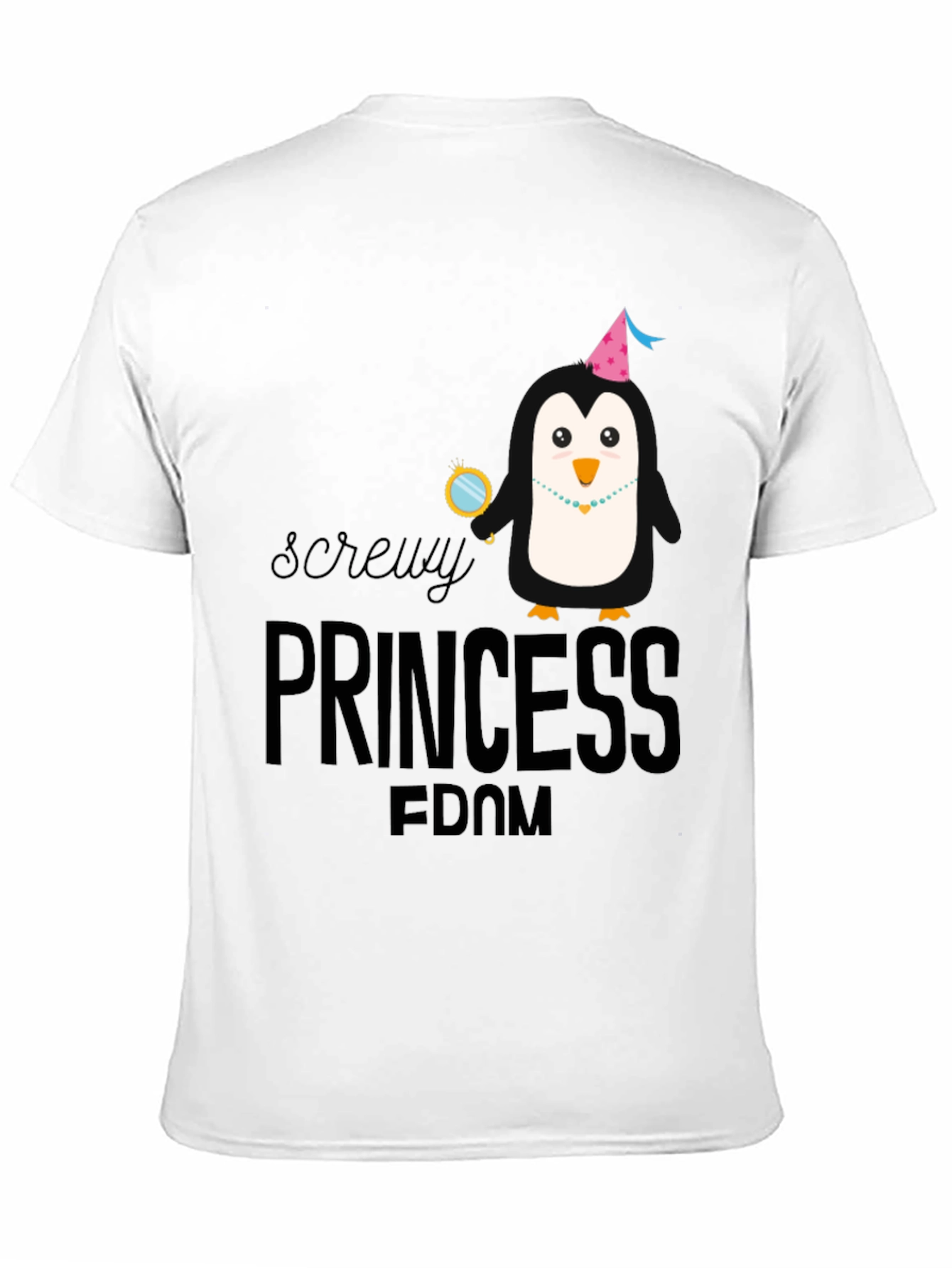 Screw Princessdom Penguin Graphic Tee - Unisex Black T-Shirt