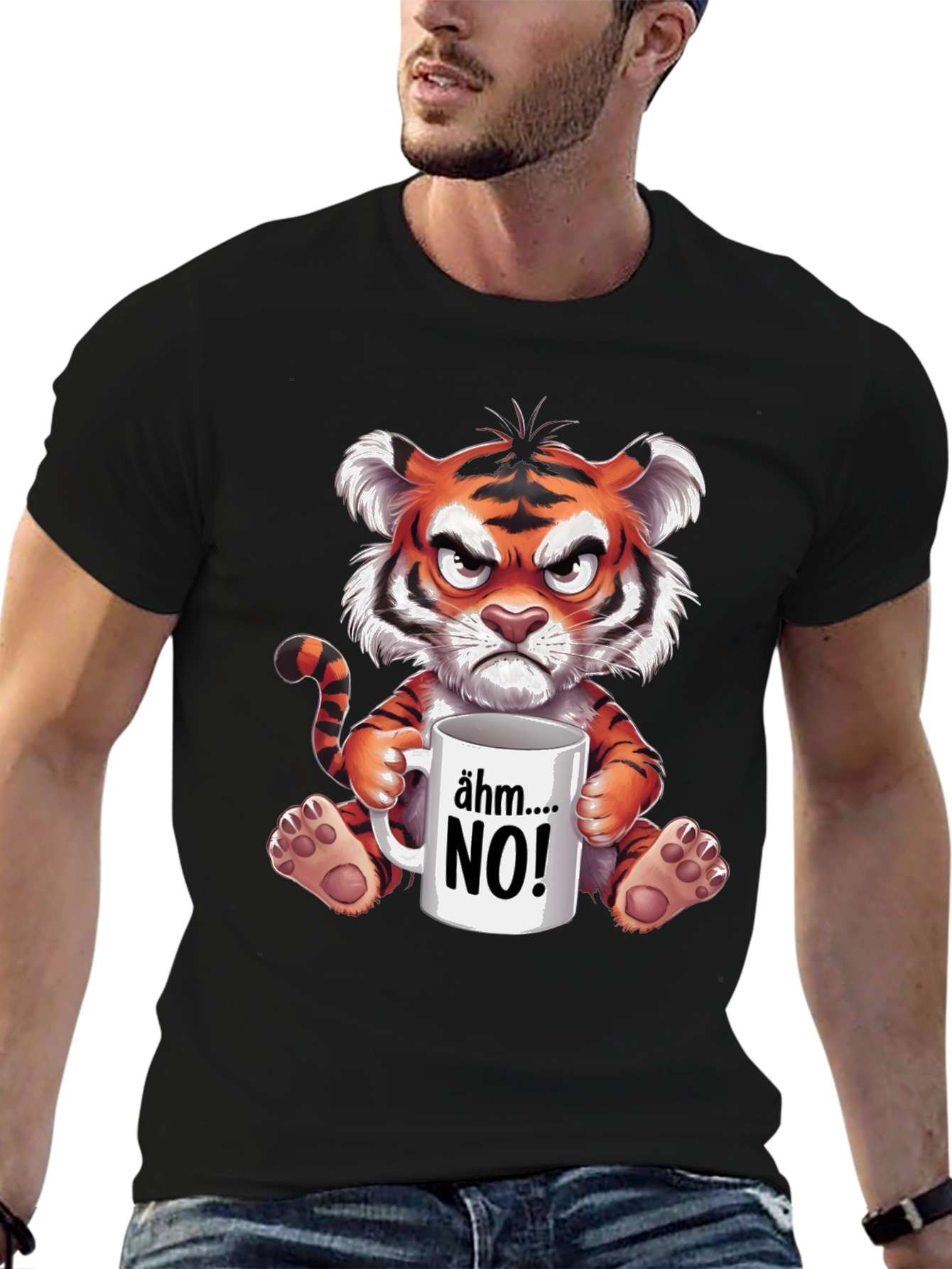 Grumpy Tiger NO! Graphic T-Shirt