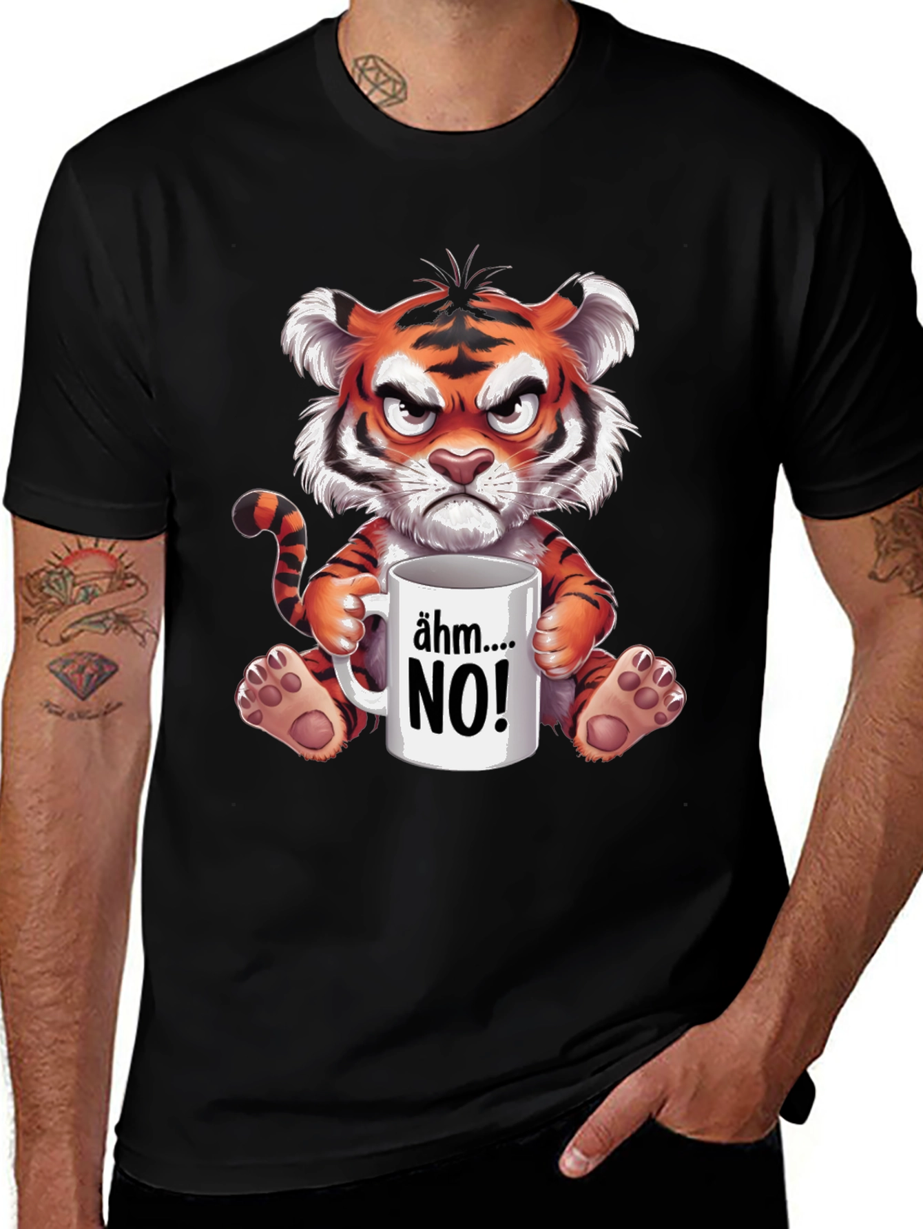 Grumpy Tiger NO! Graphic T-Shirt