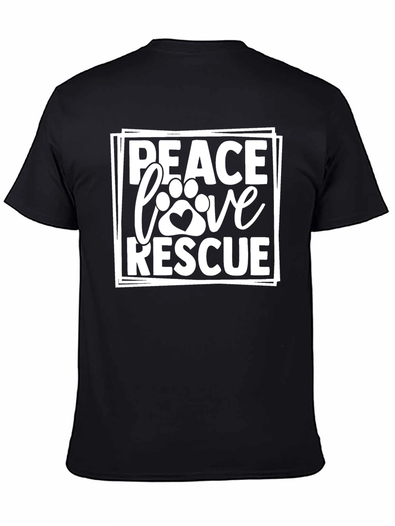 Peace Love Rescue Black Tee Shirt