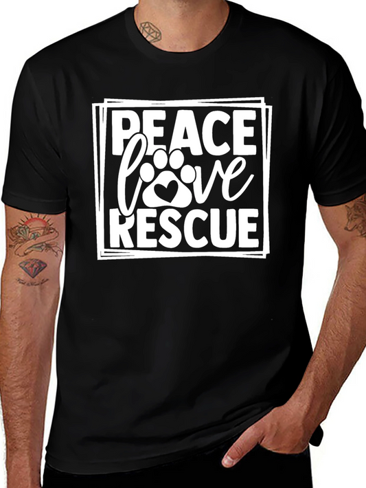 Peace Love Rescue Black Tee Shirt