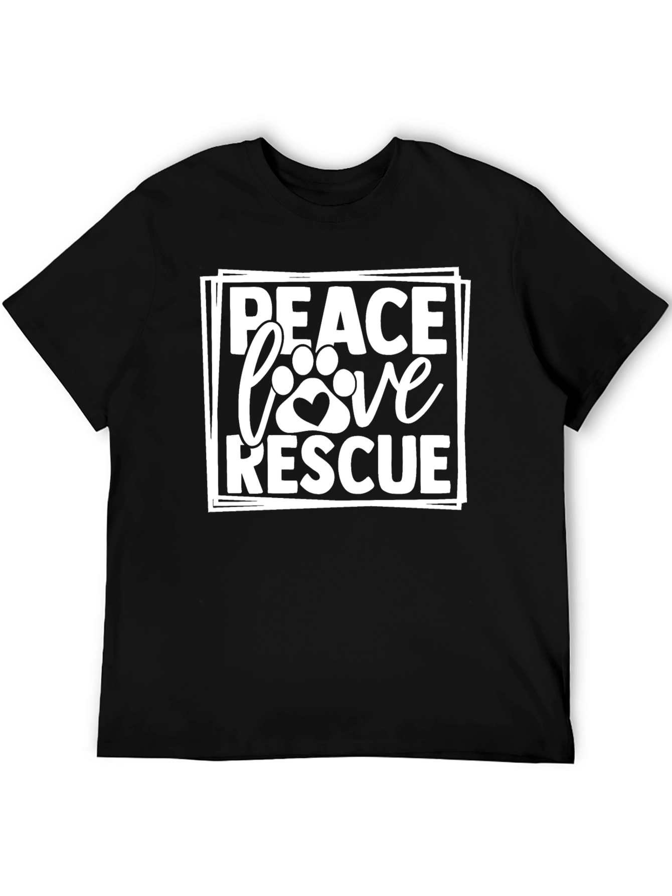 Peace Love Rescue Black Tee Shirt