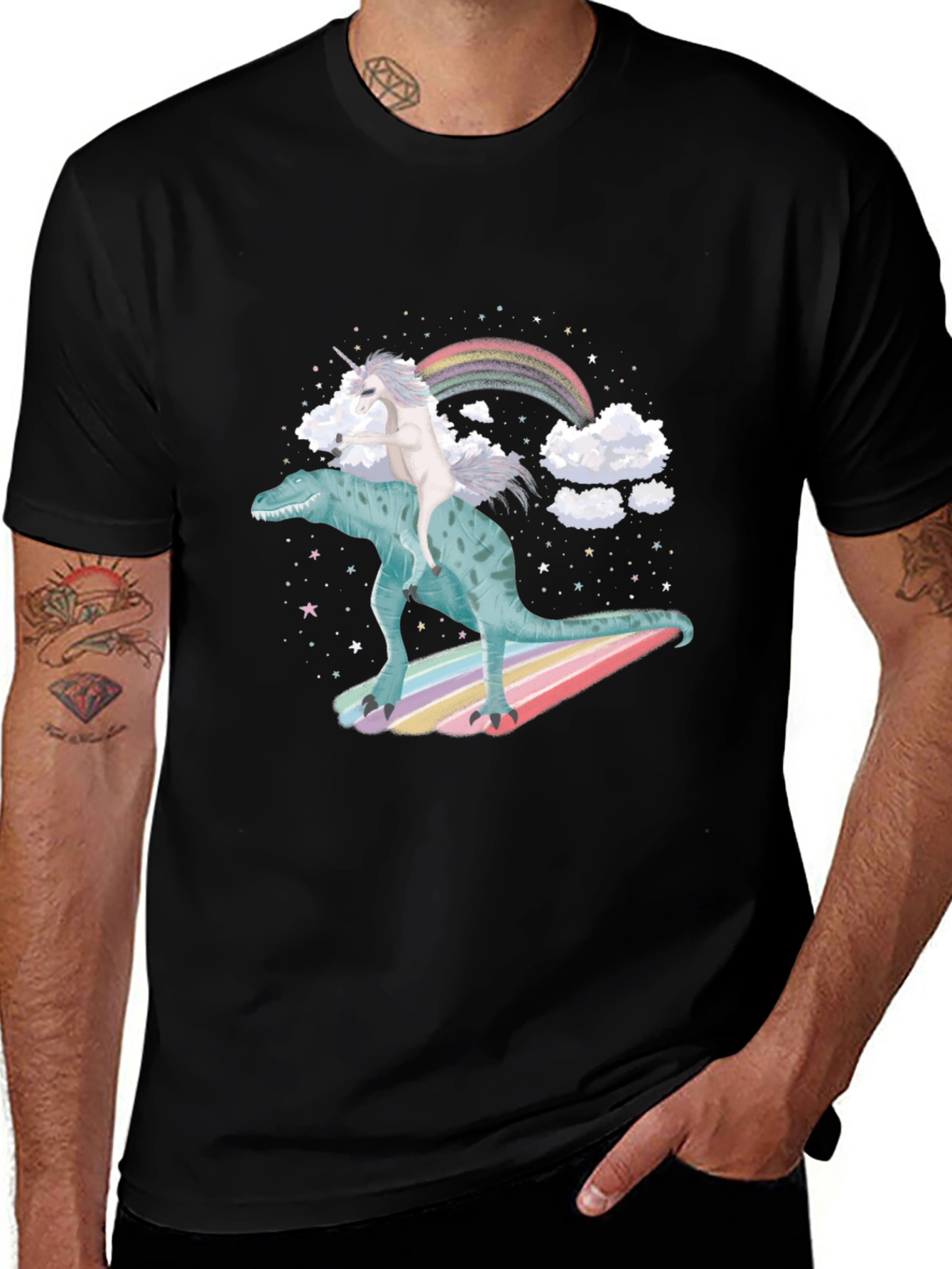 Unicorn Riding Dinosaur T-Shirt