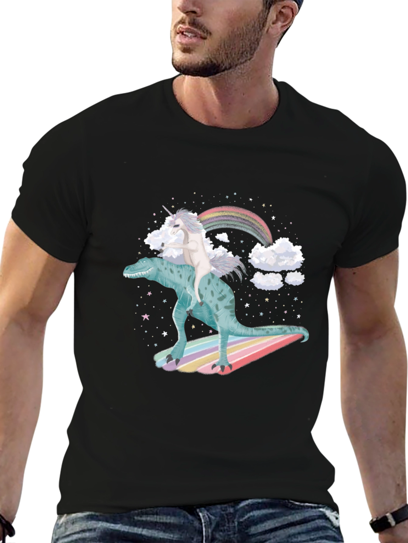 Unicorn Riding Dinosaur T-Shirt