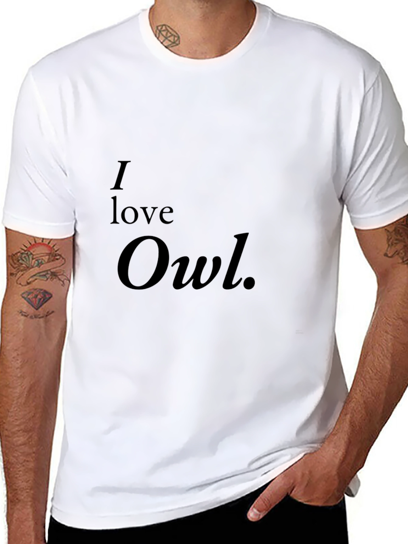 I Love Owl Graphic Black T-Shirt