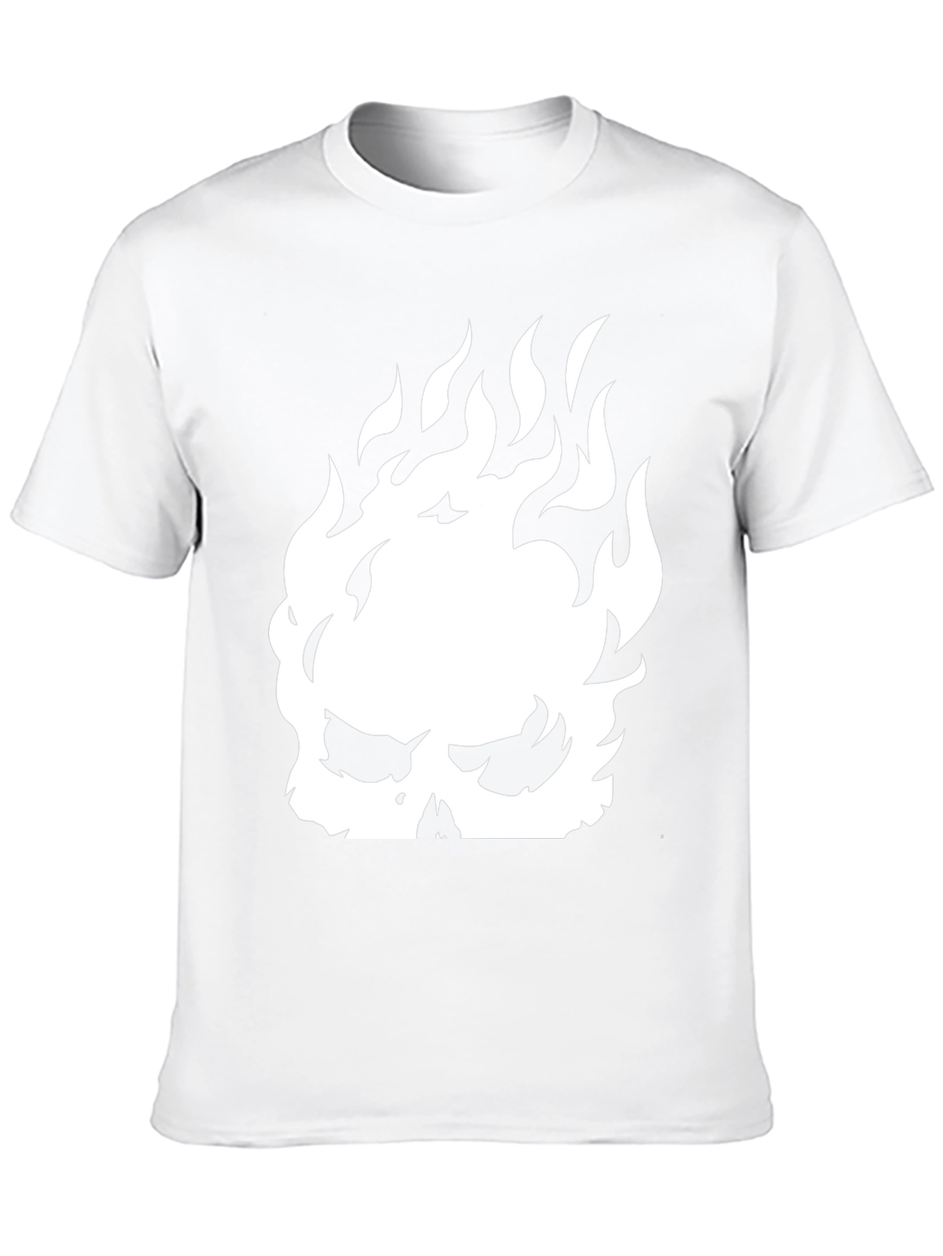 Fiery Skull Graphic Tee - Black Cotton Shirt