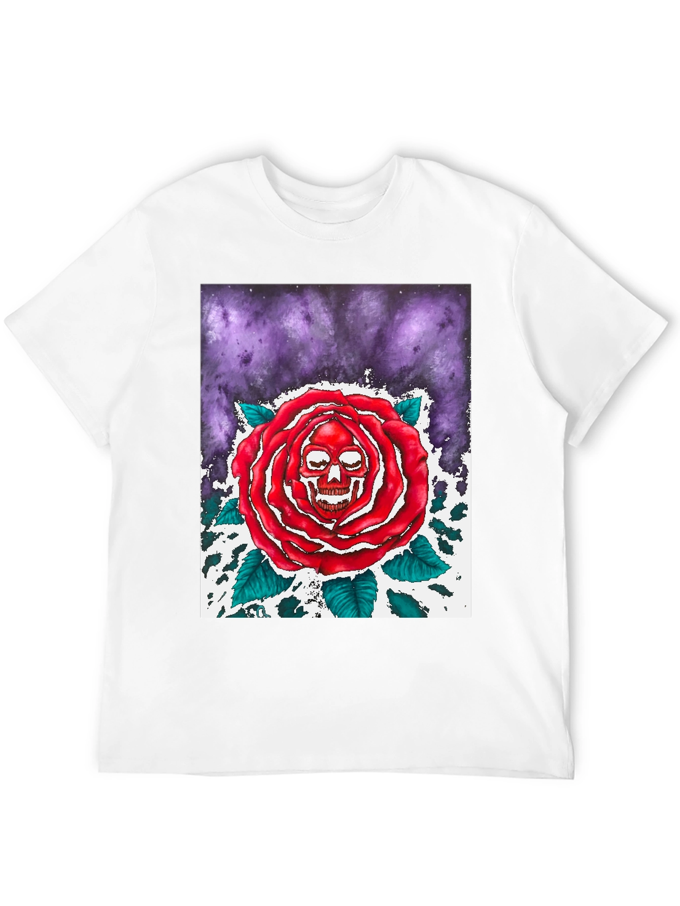 Skull Rose Graphic Tee - Black