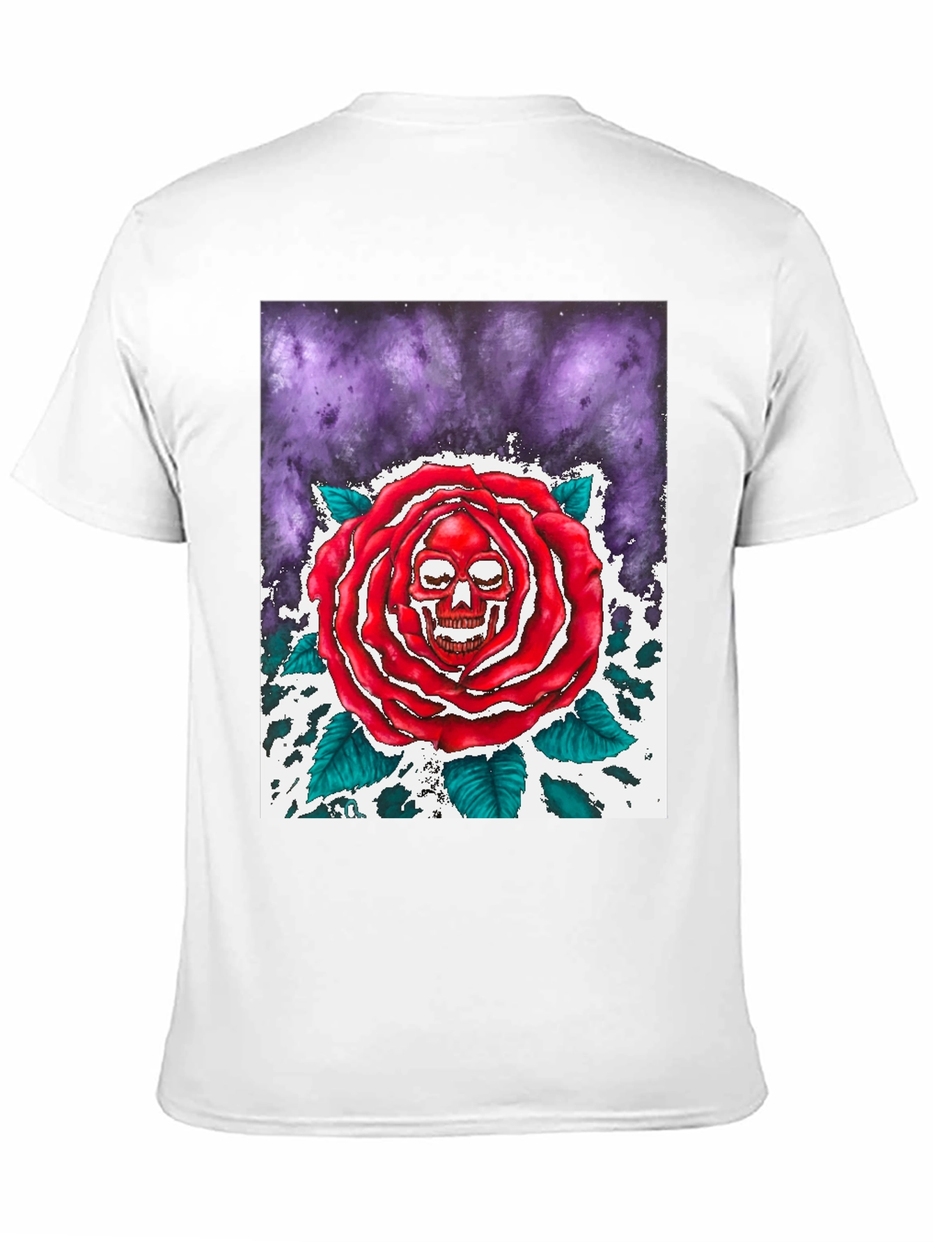 Skull Rose Graphic Tee - Black