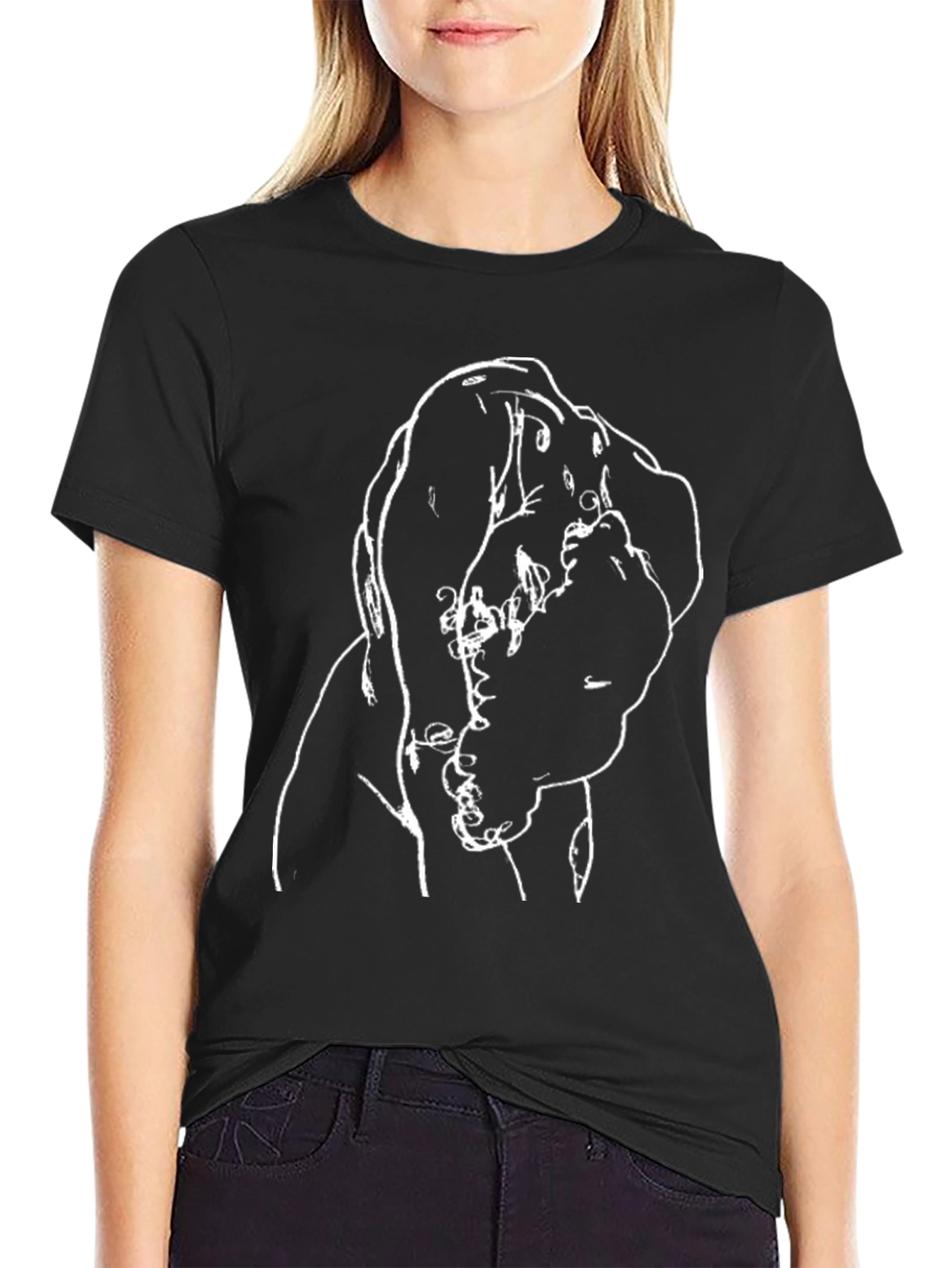 Unique Black T-Shirt with Abstract White Print