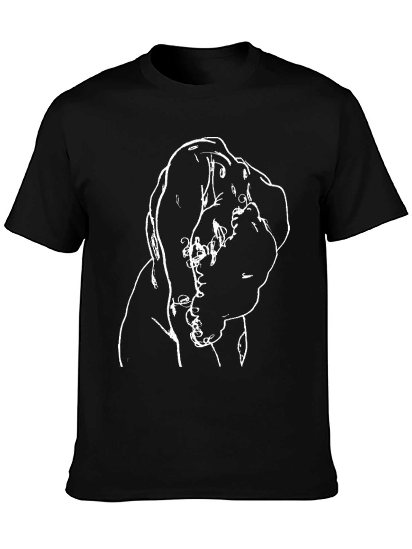 Unique Black T-Shirt with Abstract White Print