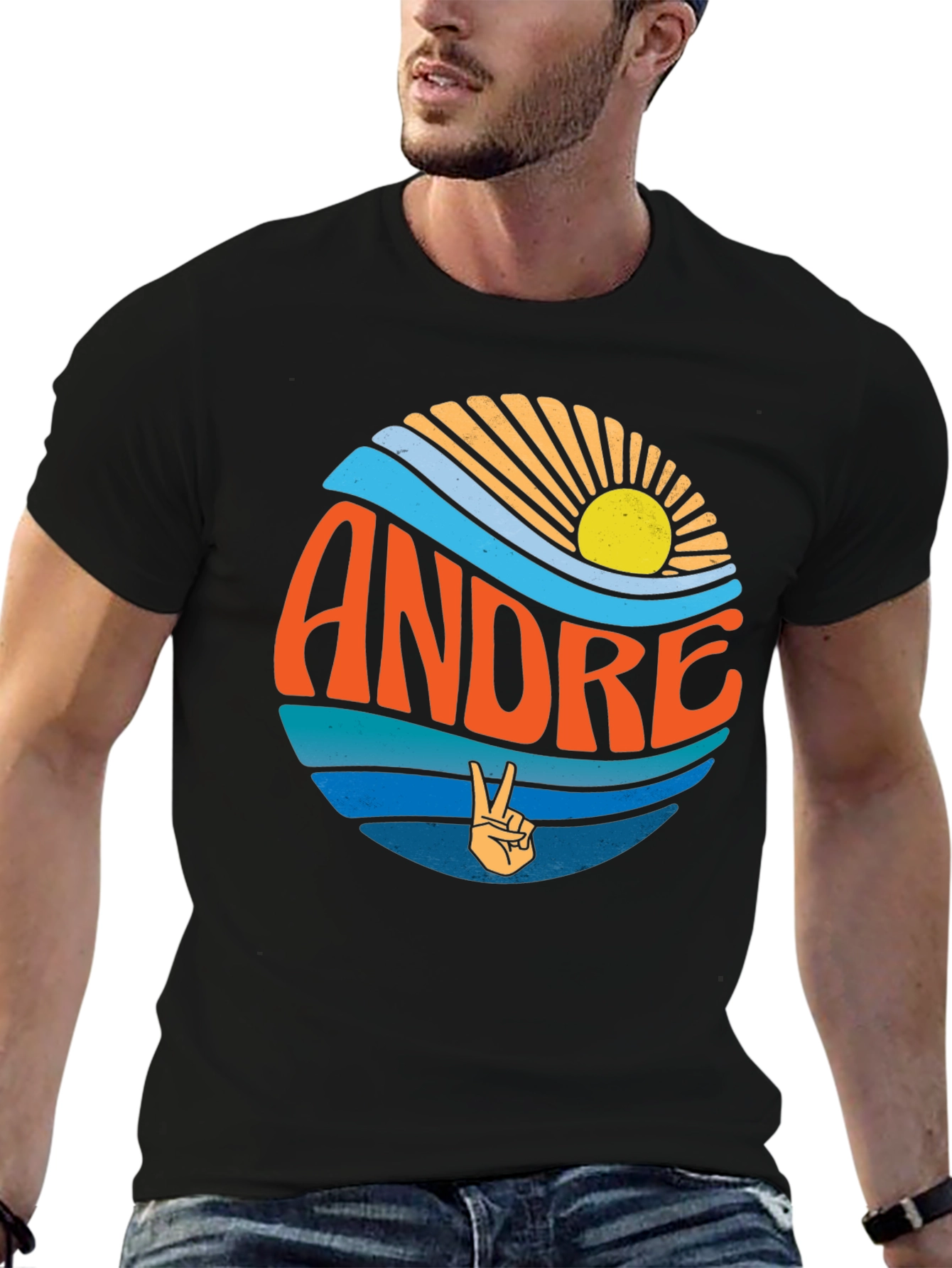 Andre Retro T-Shirt - Peace and Waves Design