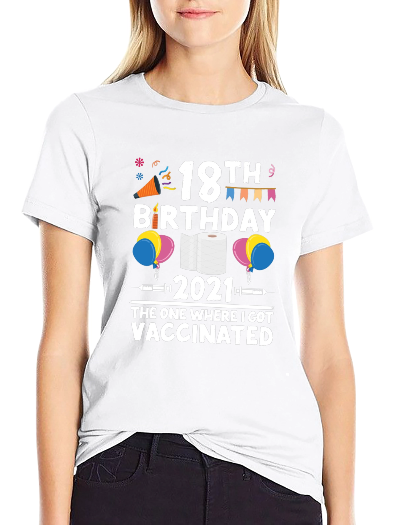 18th Birthday 2021 Vaccinated Black T-Shirt