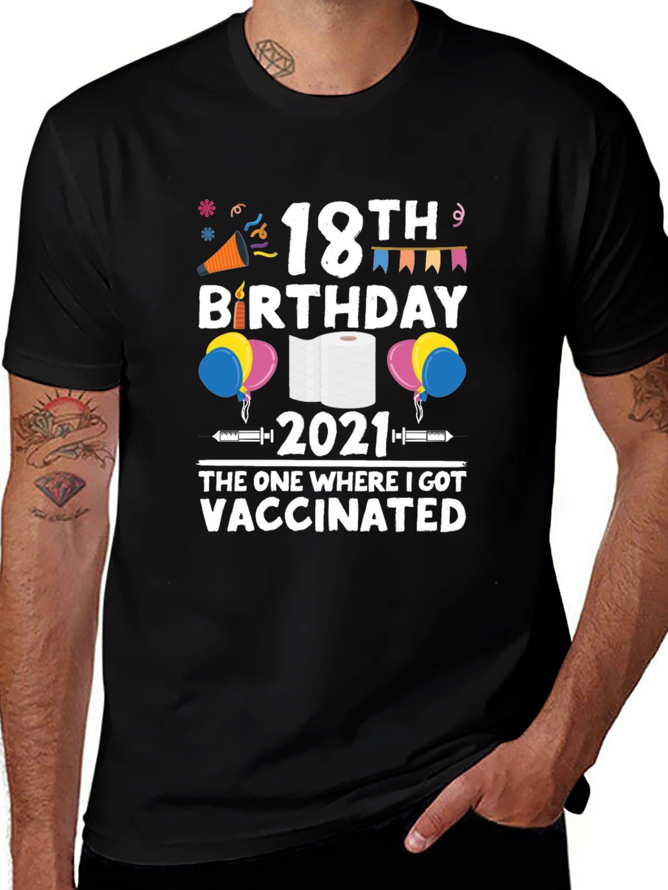 18th Birthday 2021 Vaccinated Black T-Shirt