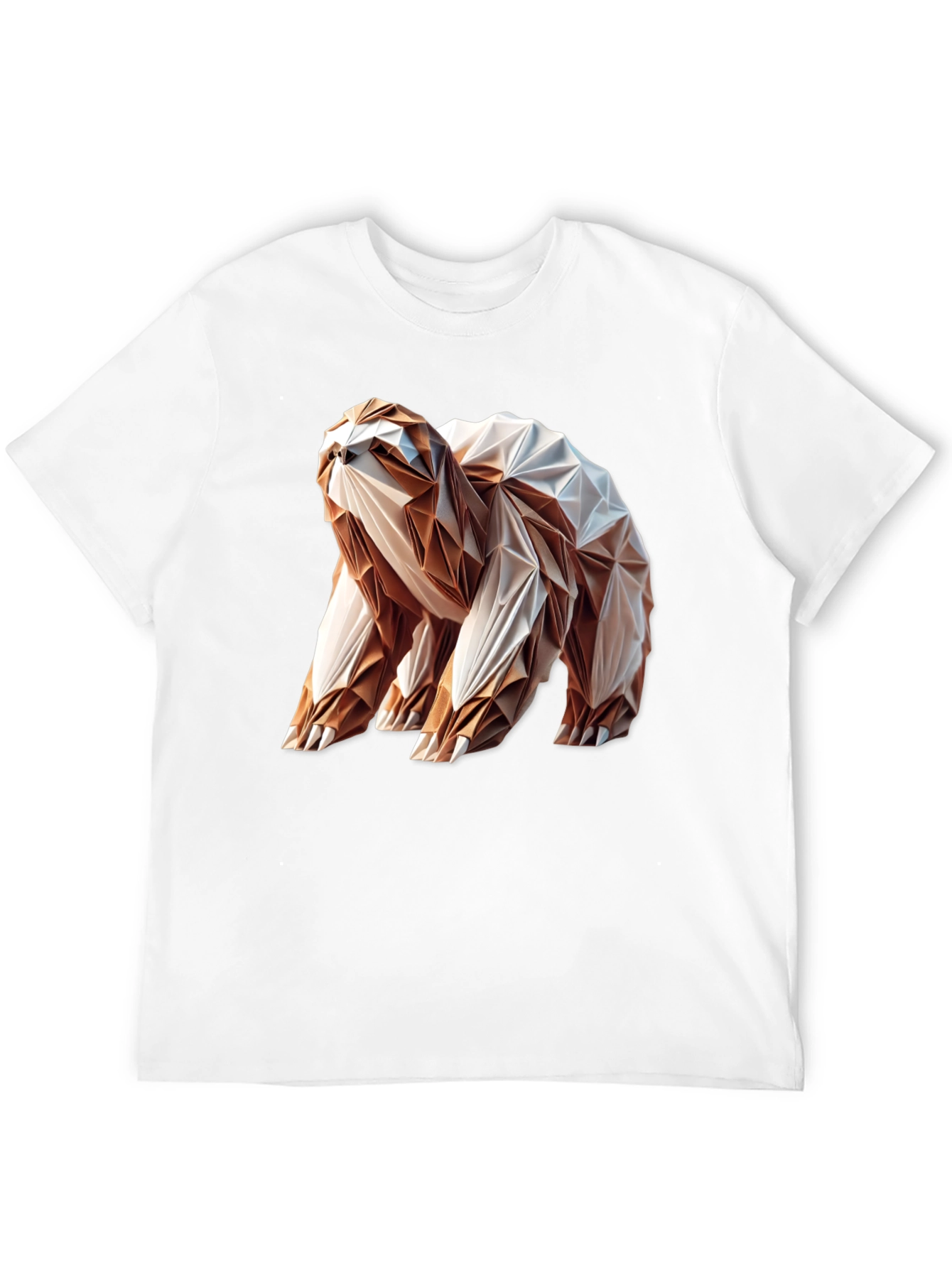 Origami Sloth Graphic Tee - Unique Geometric Design