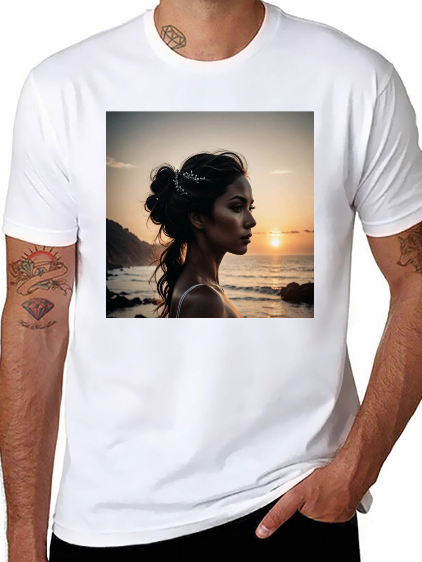 Sunset Beauty Graphic Tee - Classic Black Cotton