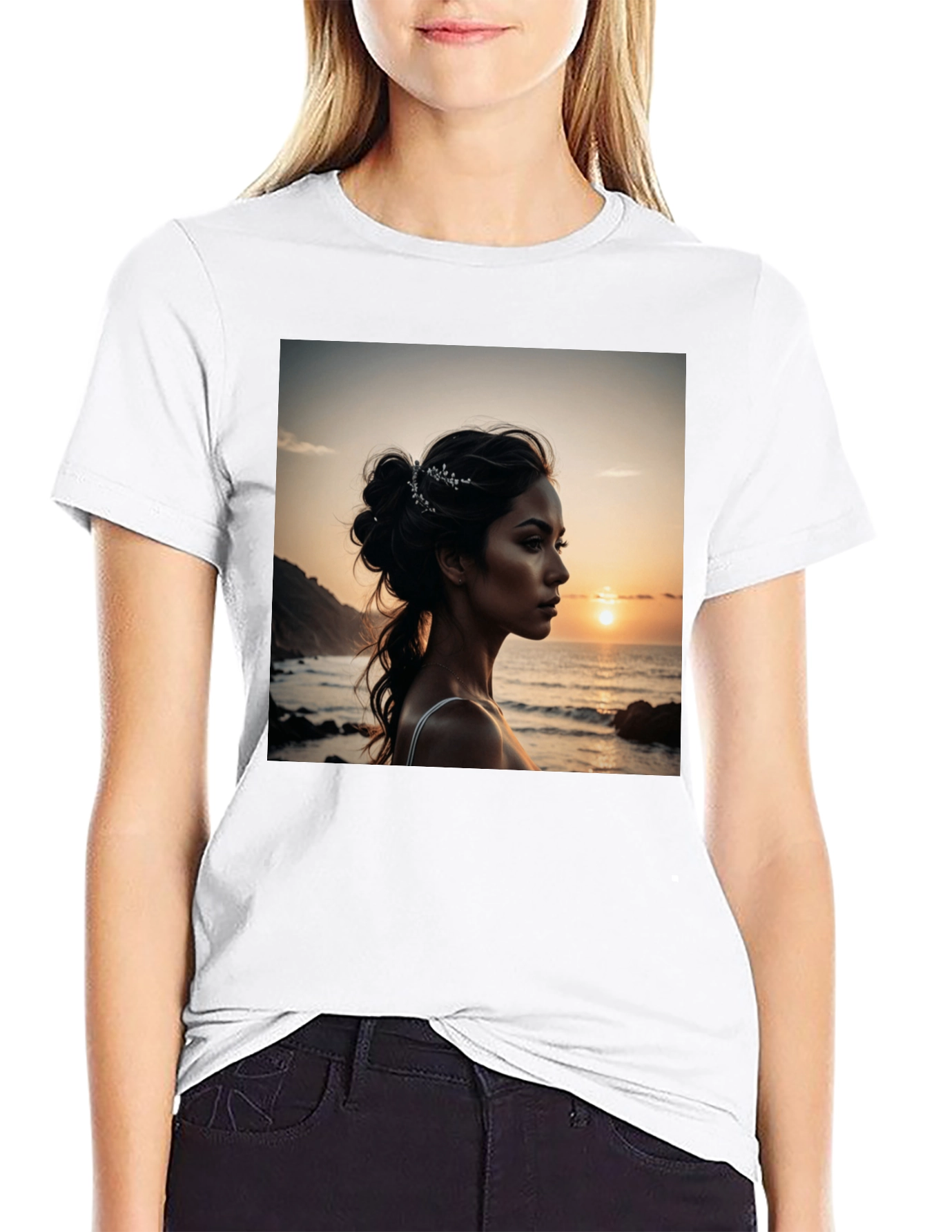 Sunset Beauty Graphic Tee - Classic Black Cotton