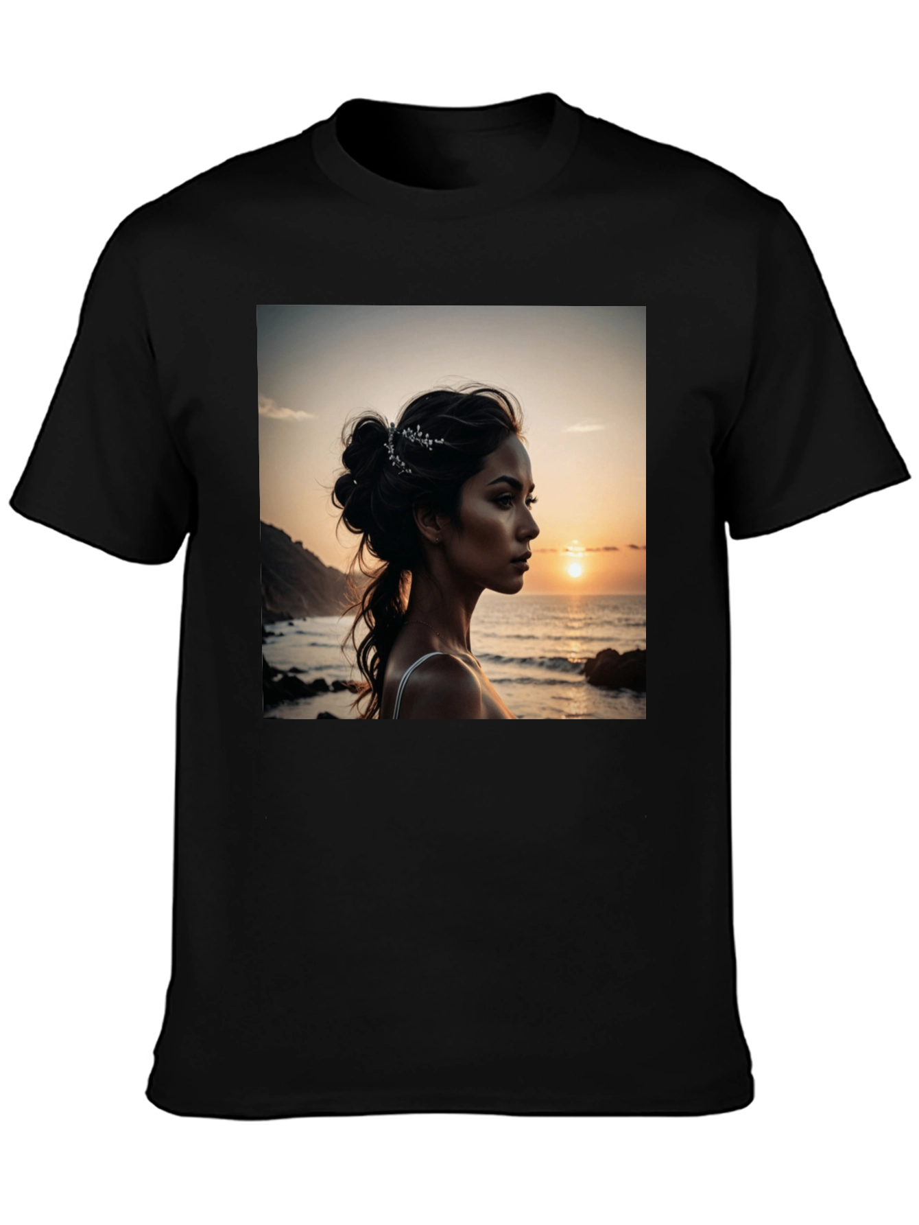 Sunset Beauty Graphic Tee - Classic Black Cotton