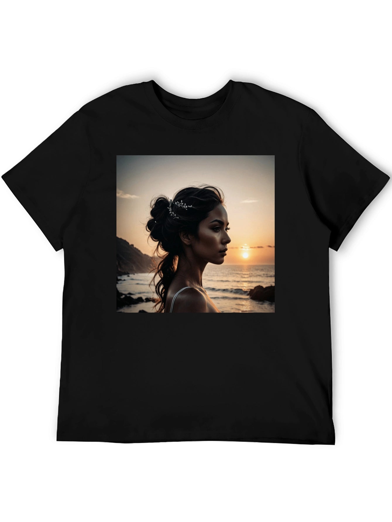 Sunset Beauty Graphic Tee - Classic Black Cotton