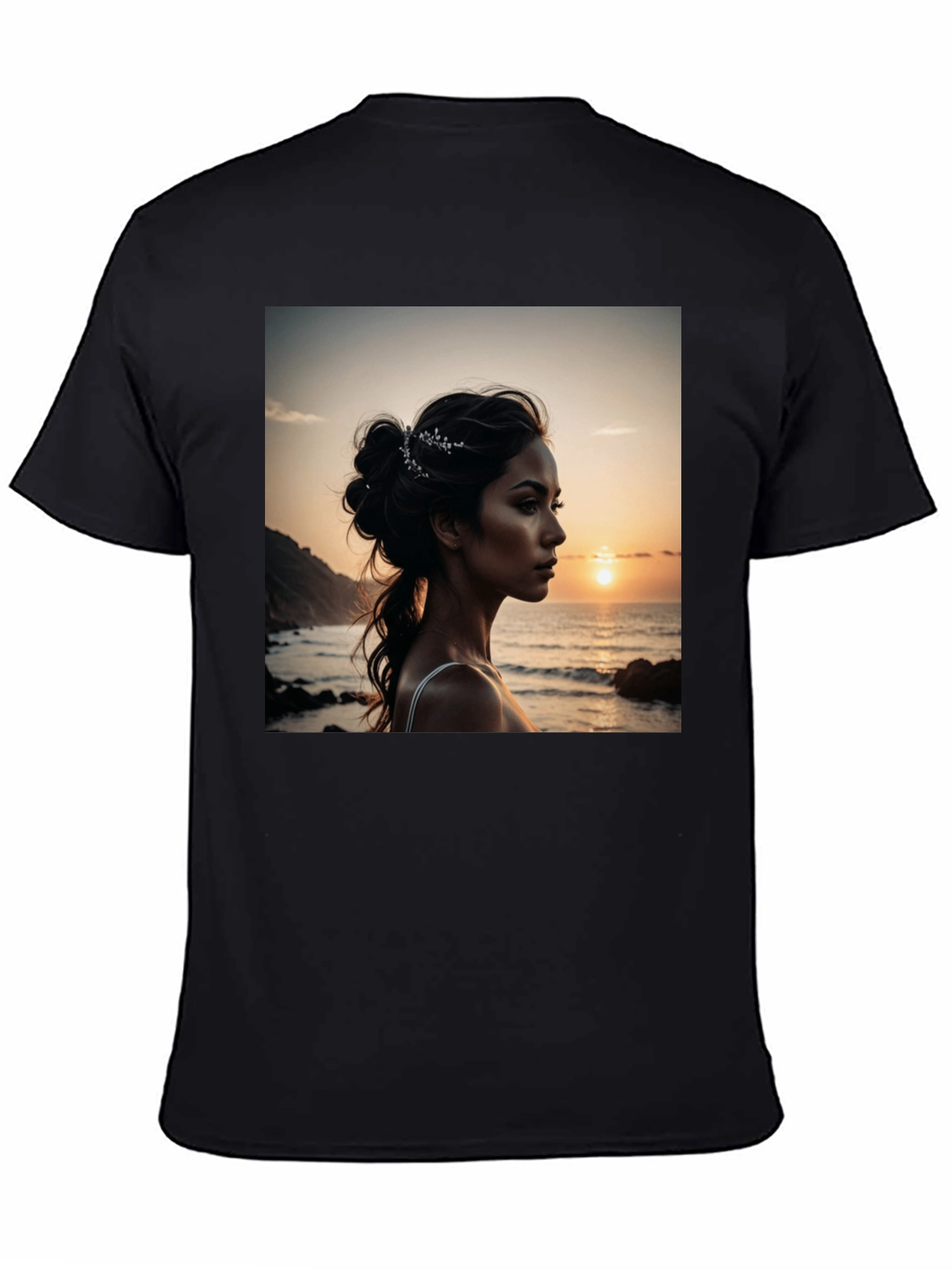 Sunset Beauty Graphic Tee - Classic Black Cotton