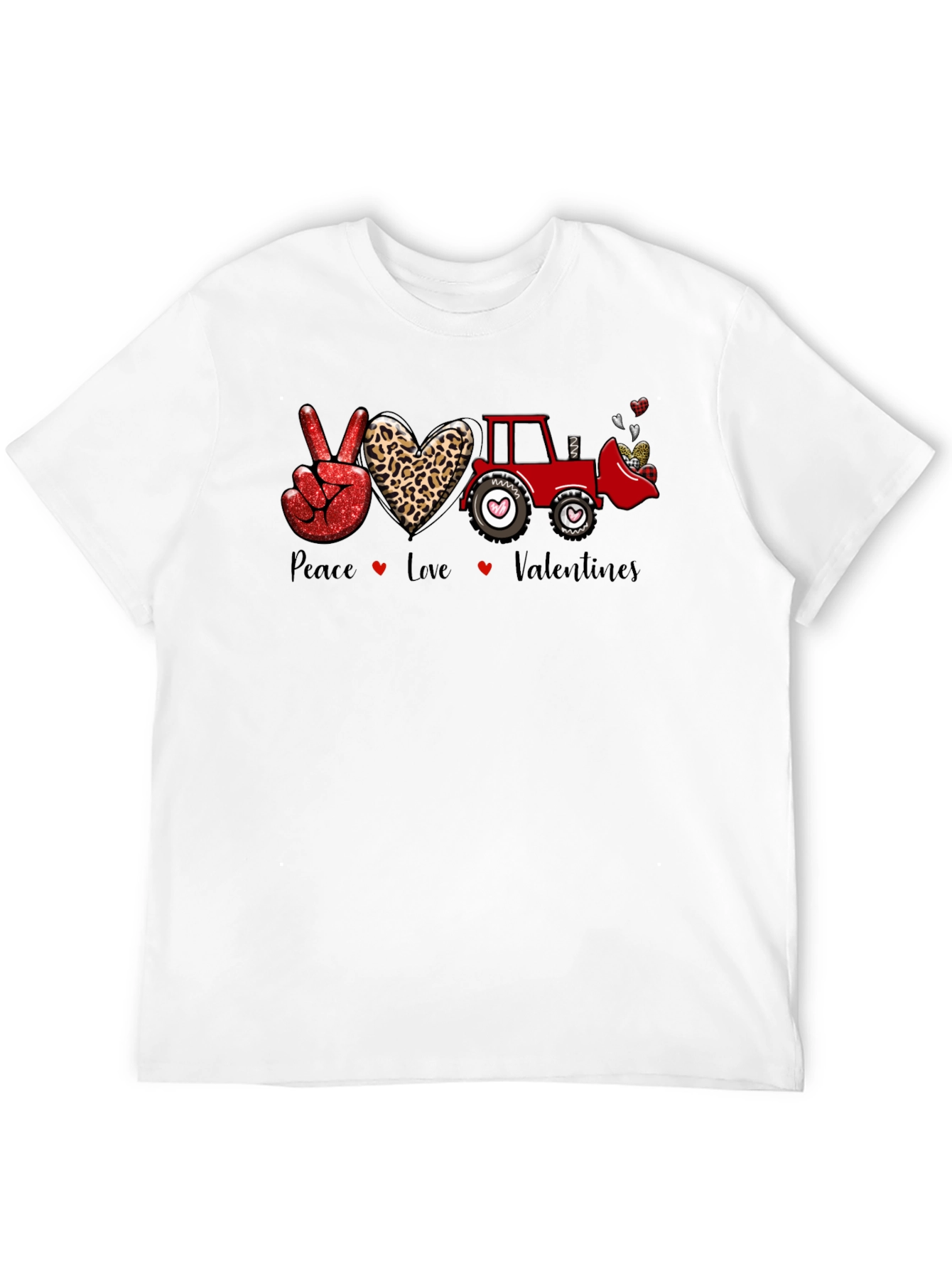 Peace Love Tractor Valentines Day T-Shirt