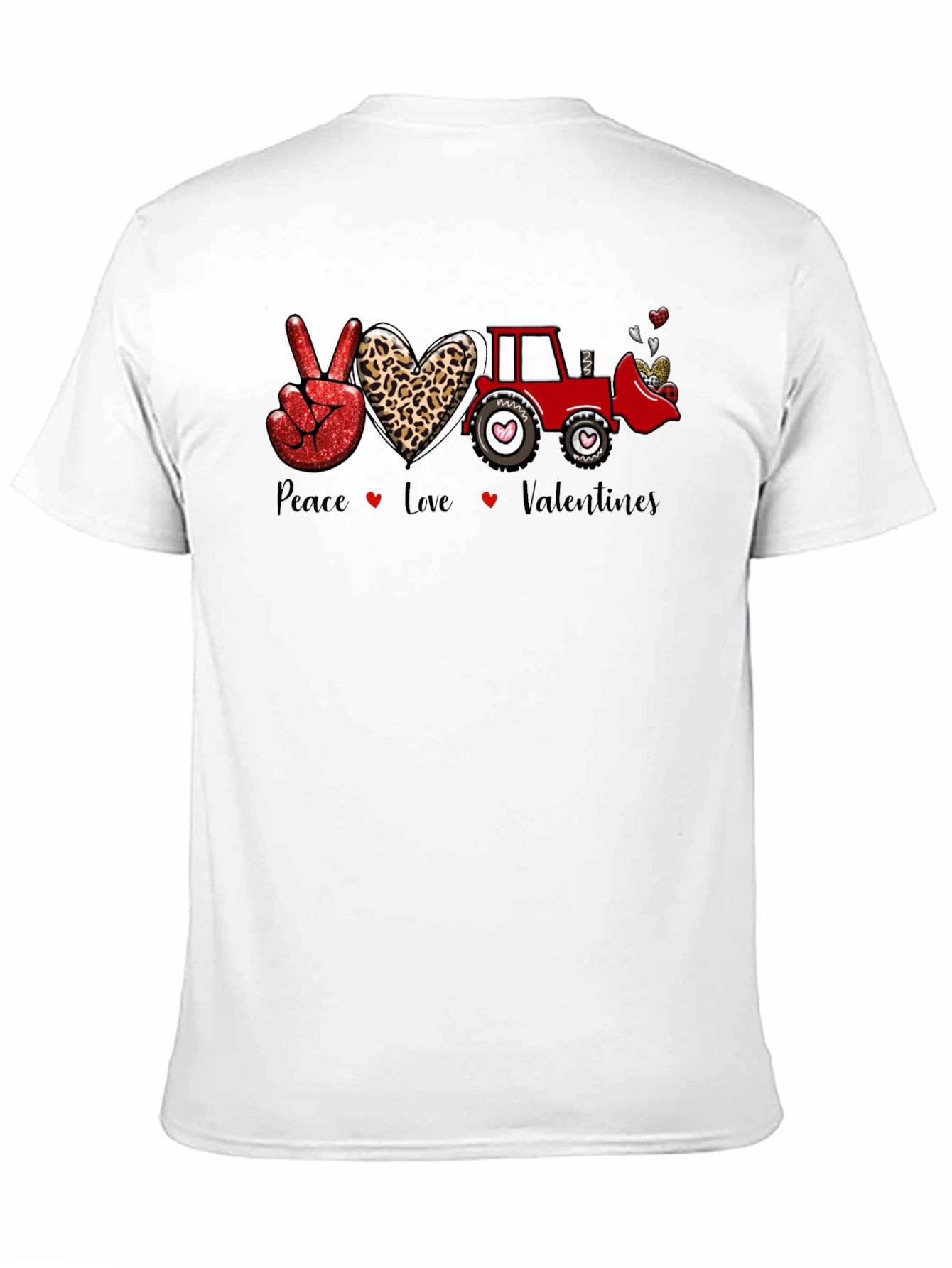 Peace Love Tractor Valentines Day T-Shirt